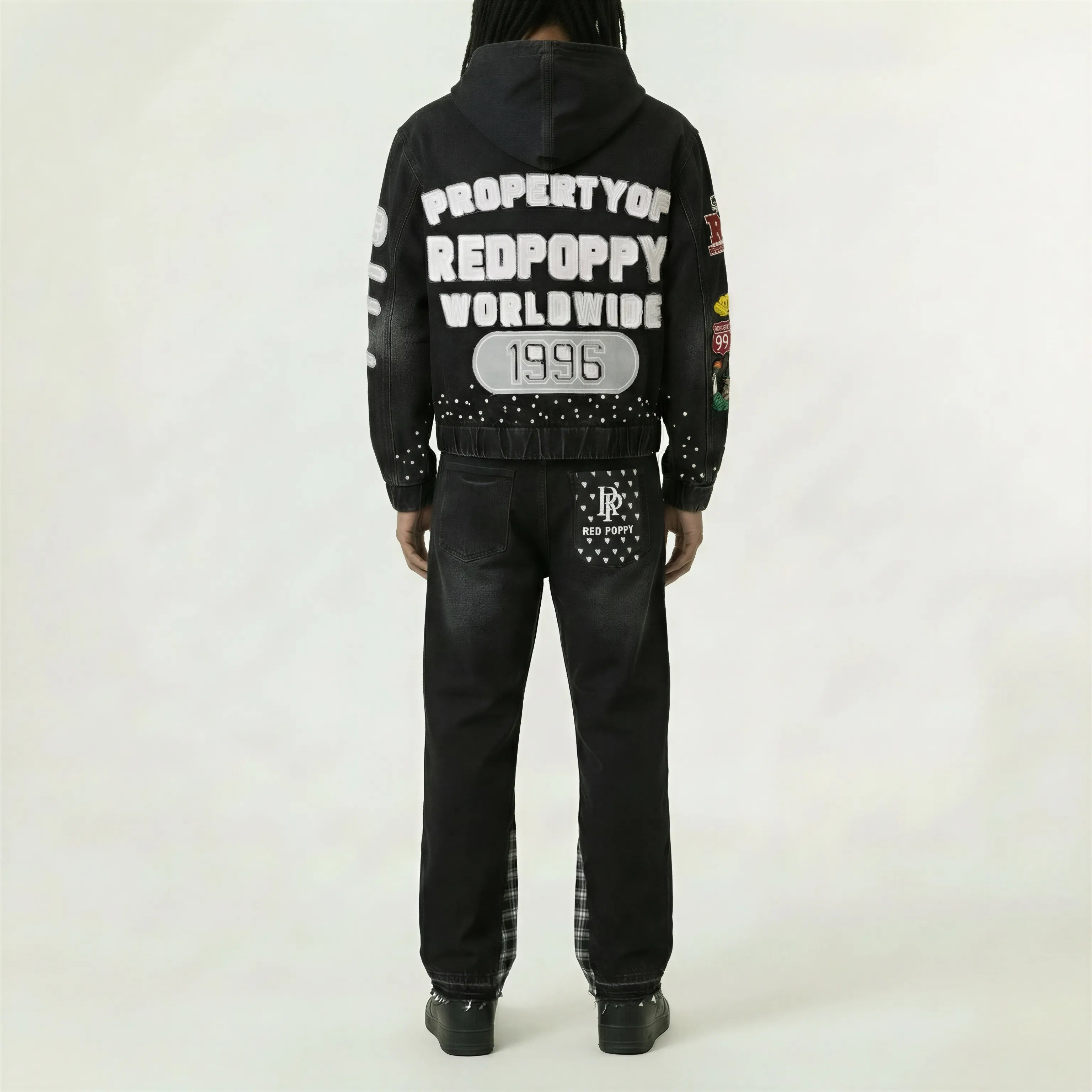 Red Poppy Patchwork Jacket - Embroidered