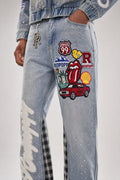 Red Poppy Car Jeans - Embellished