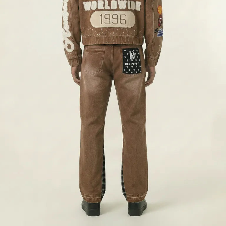 Red Poppy Car Jeans - Patchwork