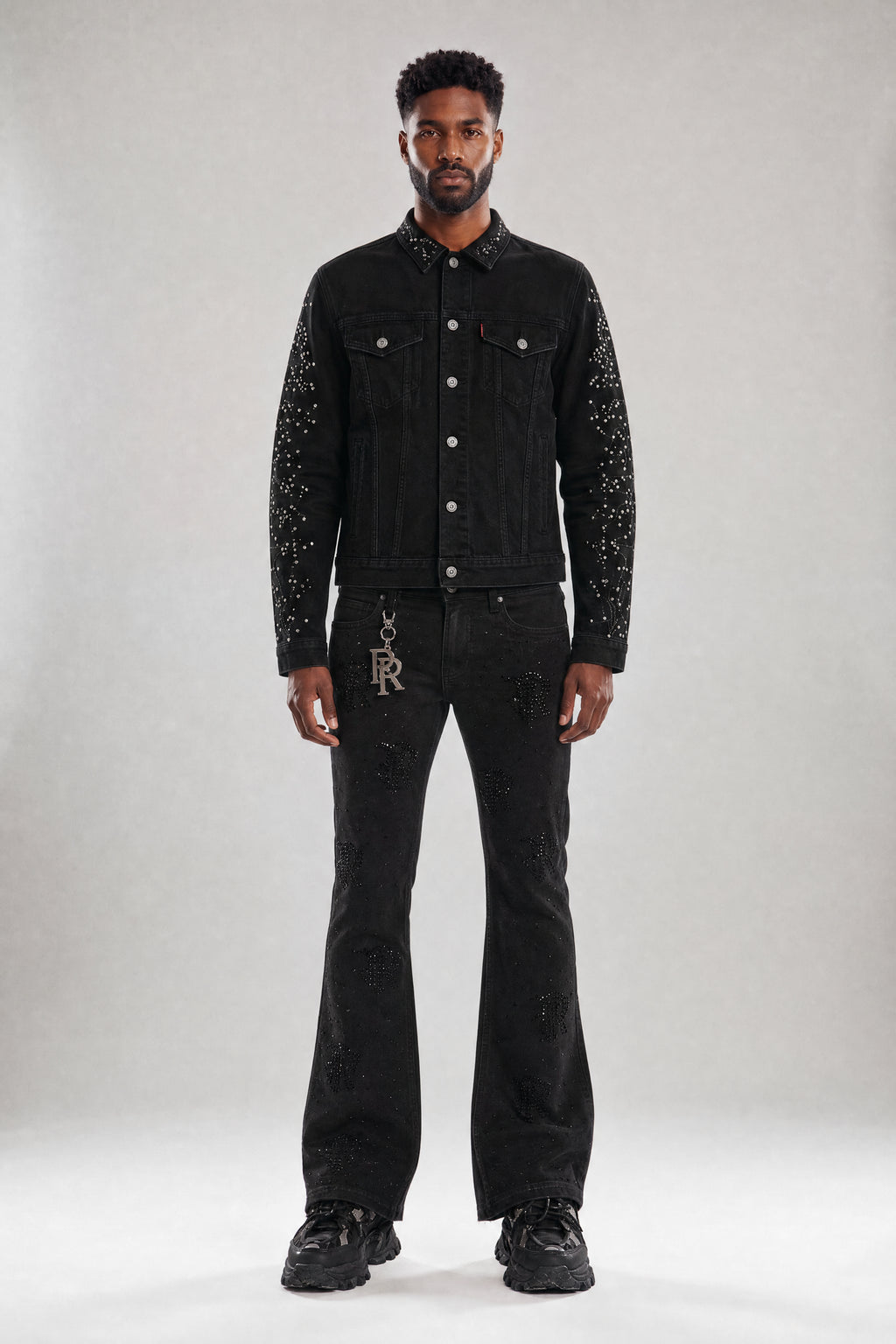 Red Poppy Constellation Trucker Jacket - Embroidered