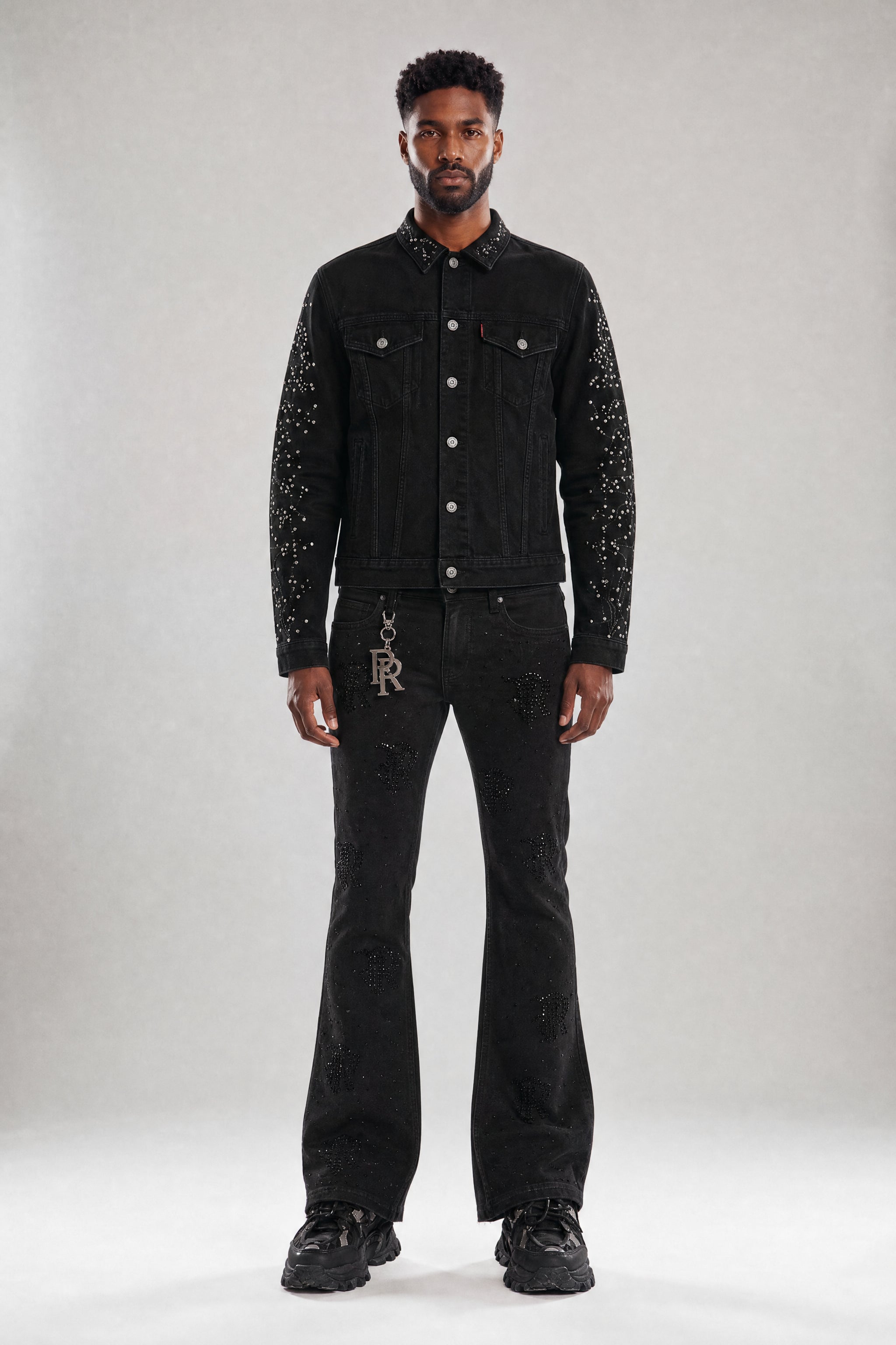 Red Poppy Constellation Trucker Jacket - Embroidered