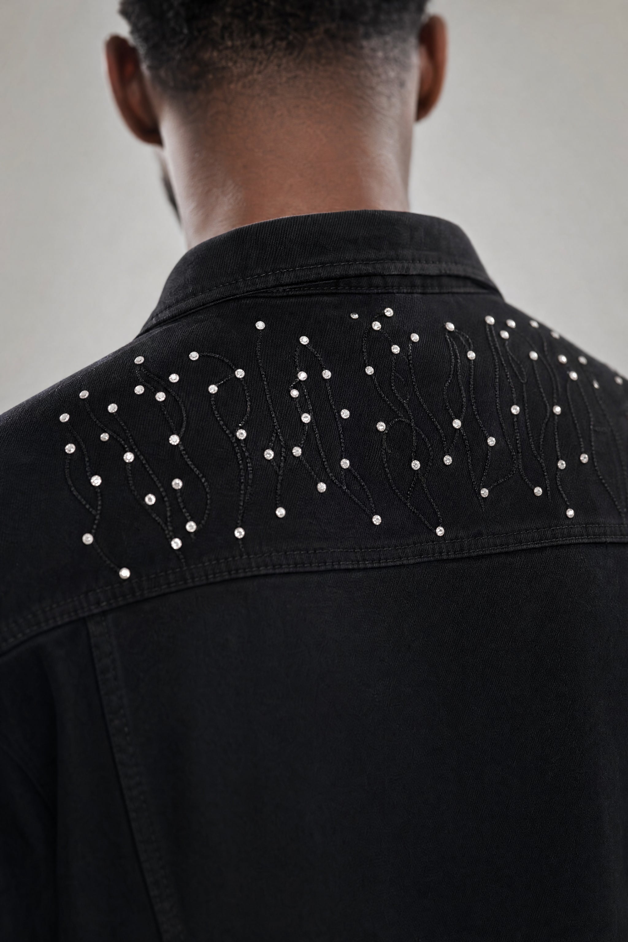 Red Poppy Constellation Trucker Jacket - Embroidered