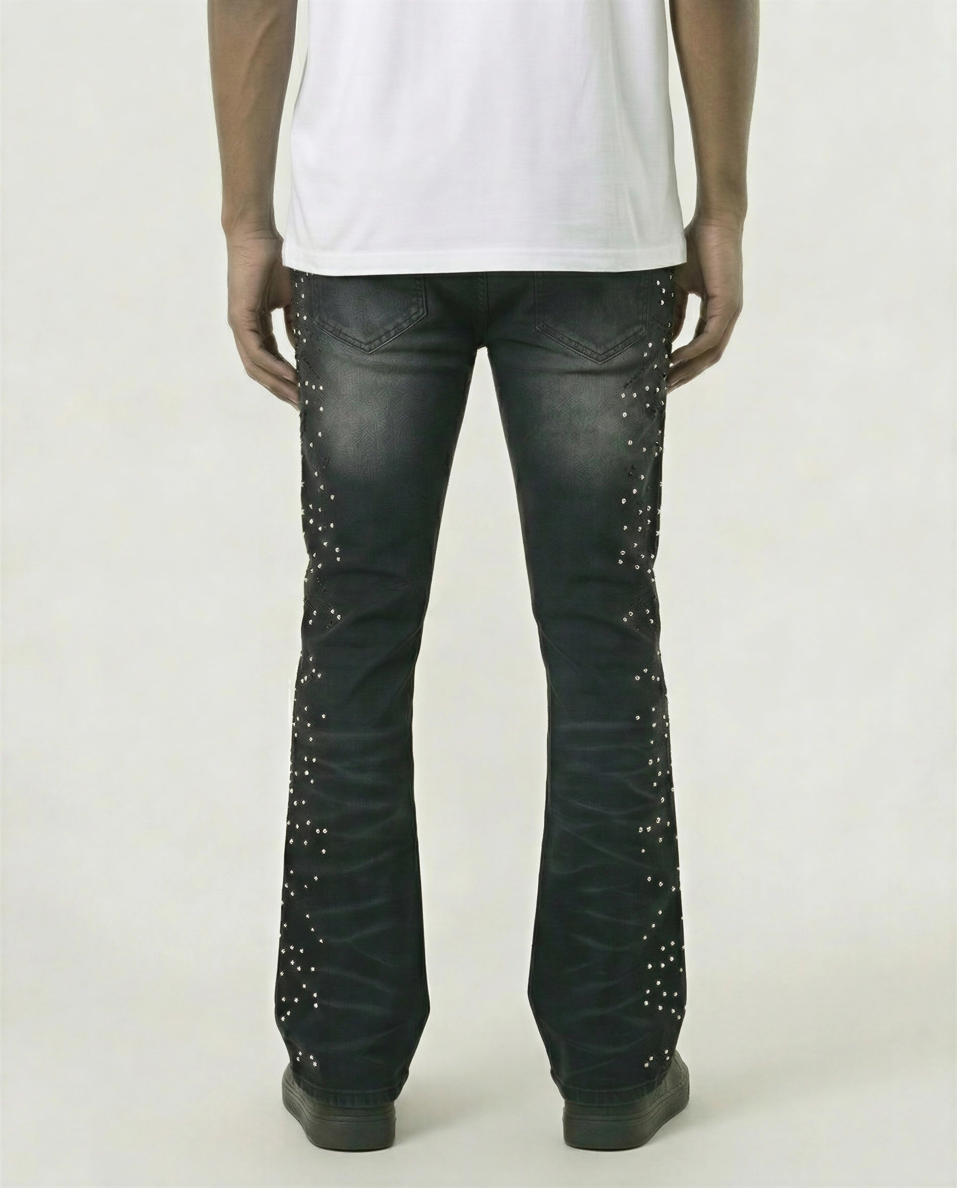 Red Poppy Embroidered Jeans - Flared Fit