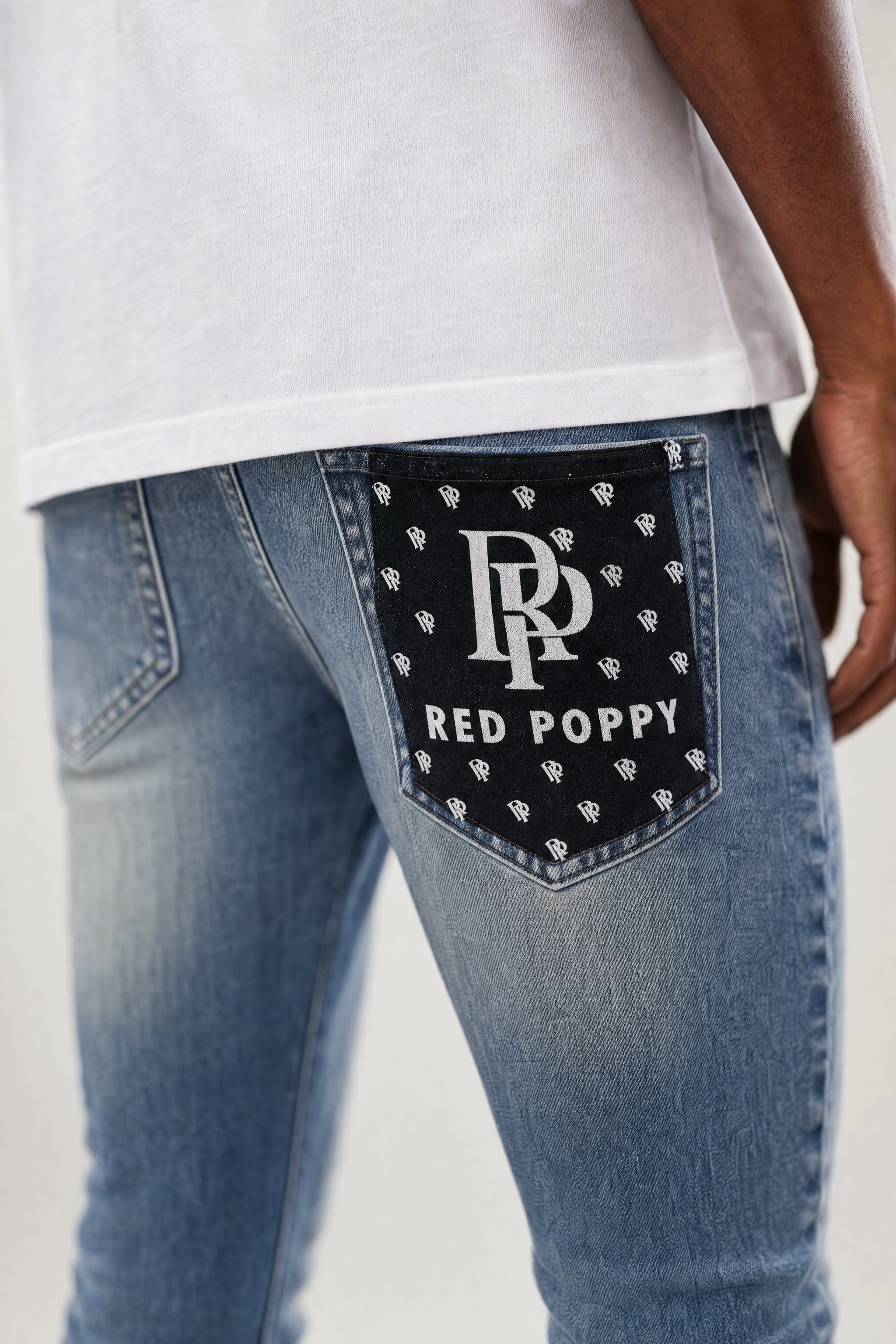 Red Poppy Embellished Jeans - Skinny Fit