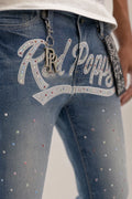 Red Poppy Embellished Jeans - Skinny Fit