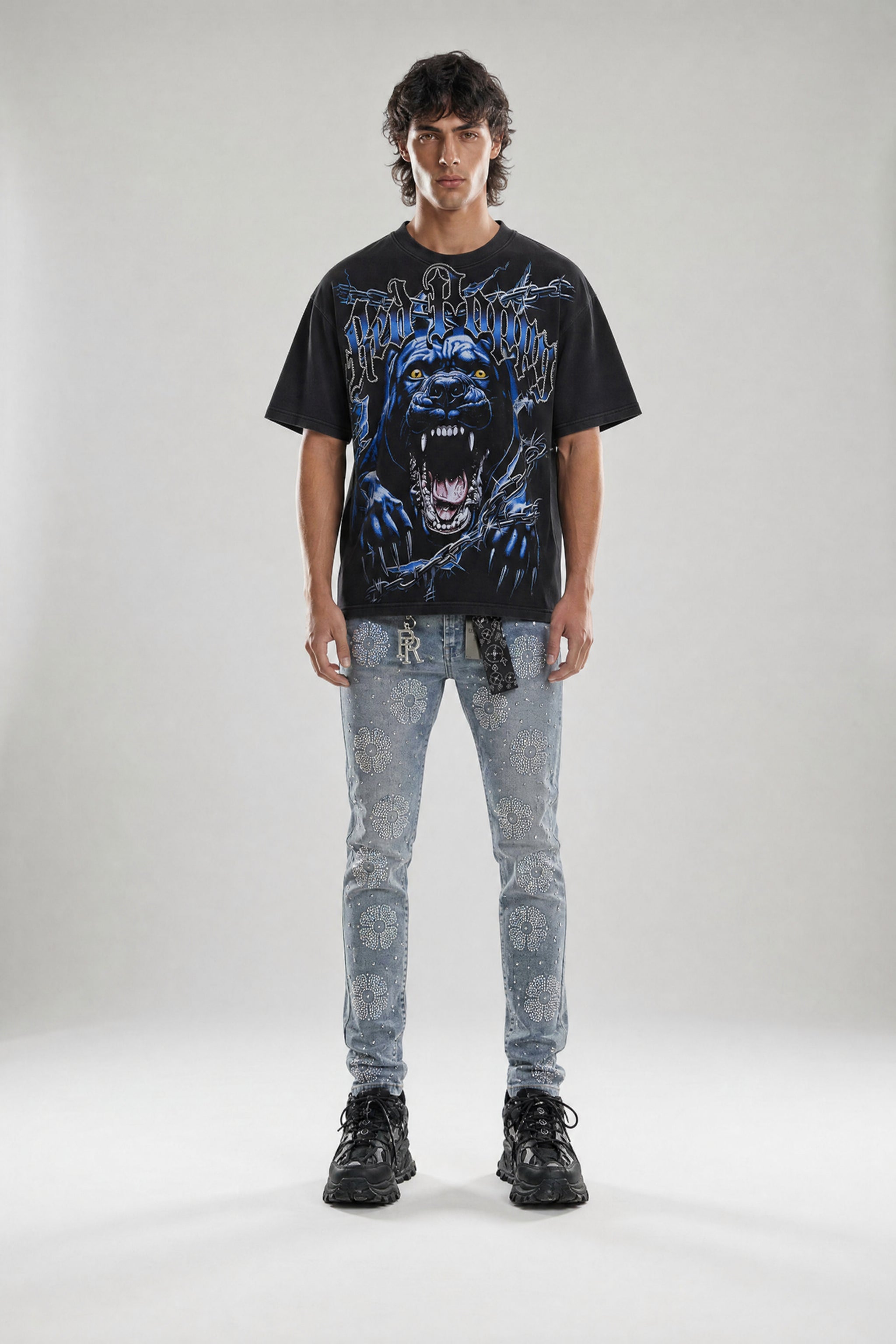 Red Poppy Floral Jeans - Skinny Fit