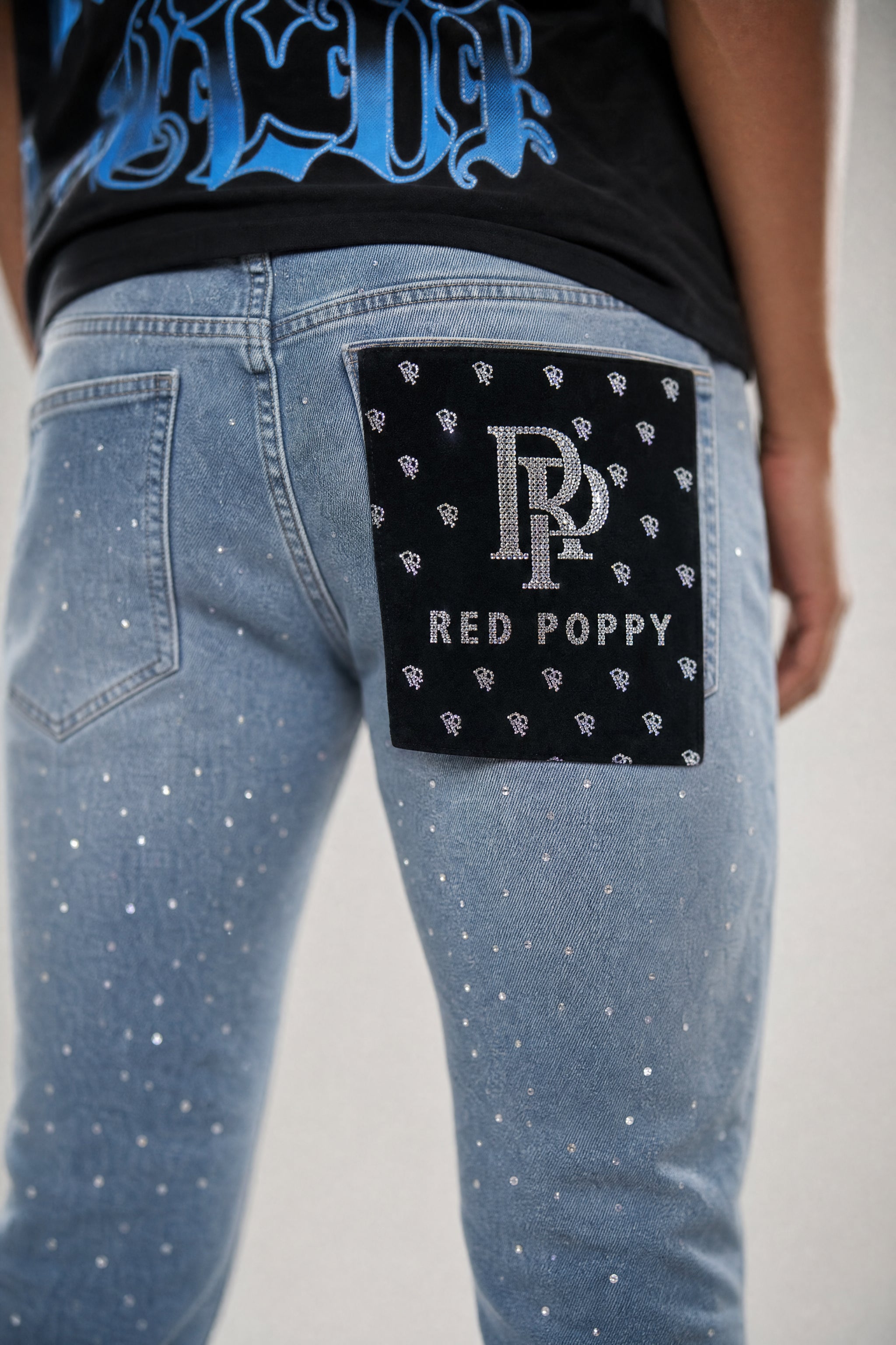 Red Poppy Floral Jeans - Skinny Fit