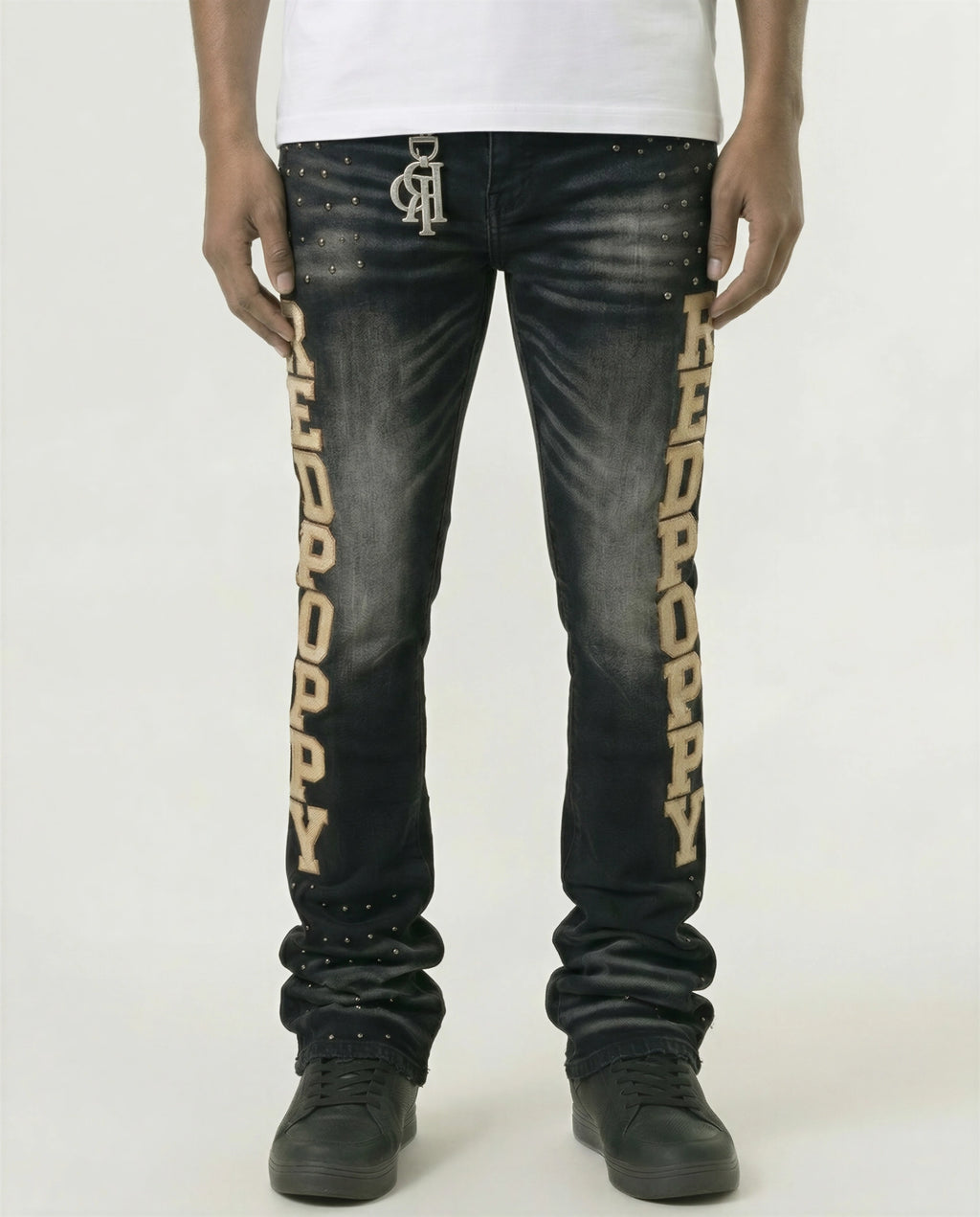 Red Poppy Logo Jeans - Stacked