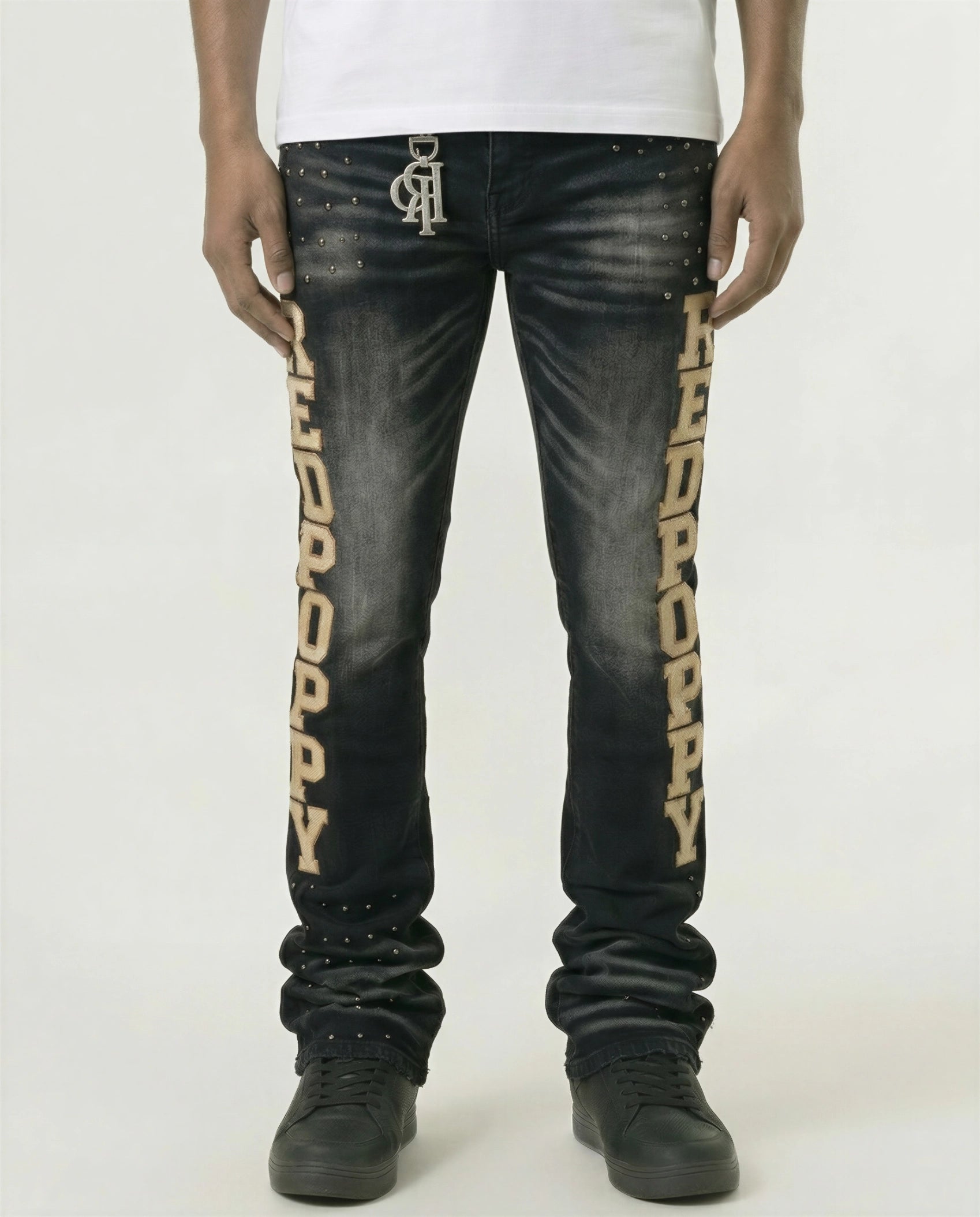 Red Poppy Logo Jeans - Stacked