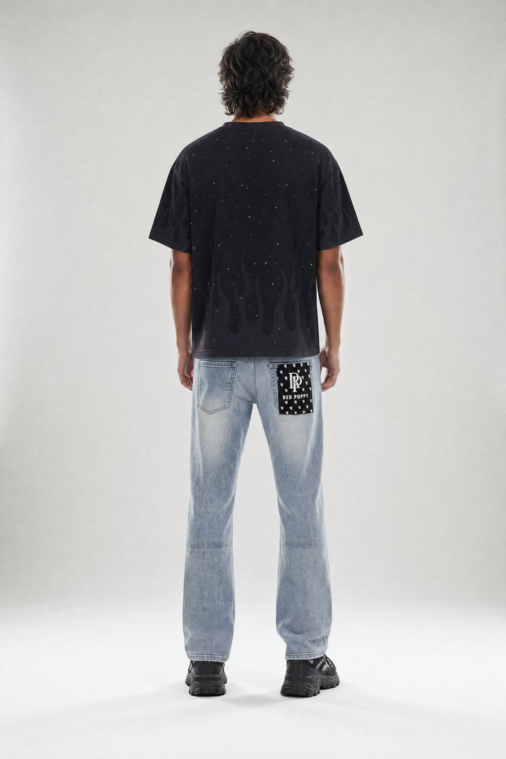 Red Poppy Text Jeans - Graphic