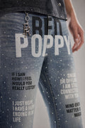 Red Poppy Text Jeans - Graphic