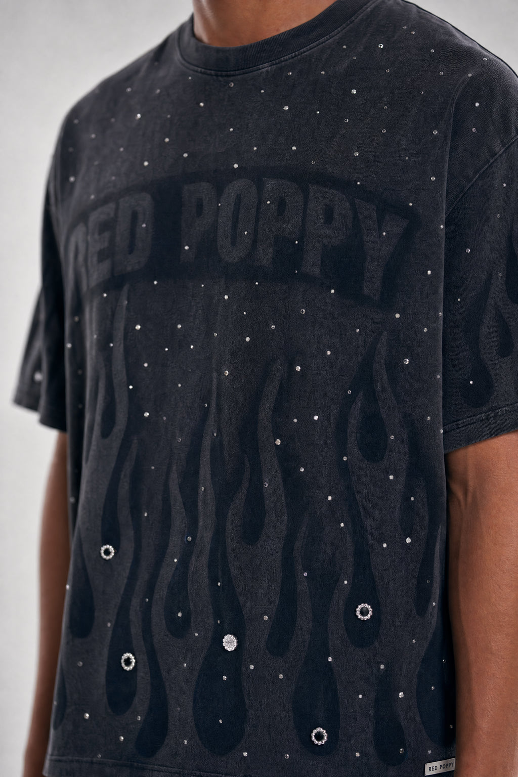 Red Poppy Flame Tee - Embellished