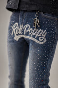 Red Poppy Script Jeans - Studded