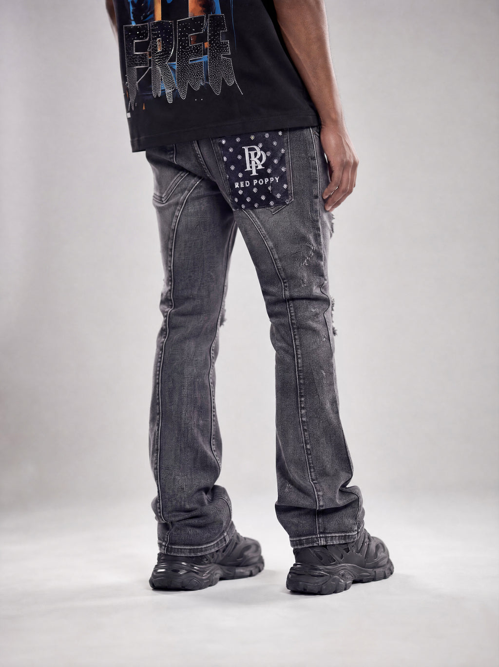 Red Poppy Star Jeans - Stacked Flare