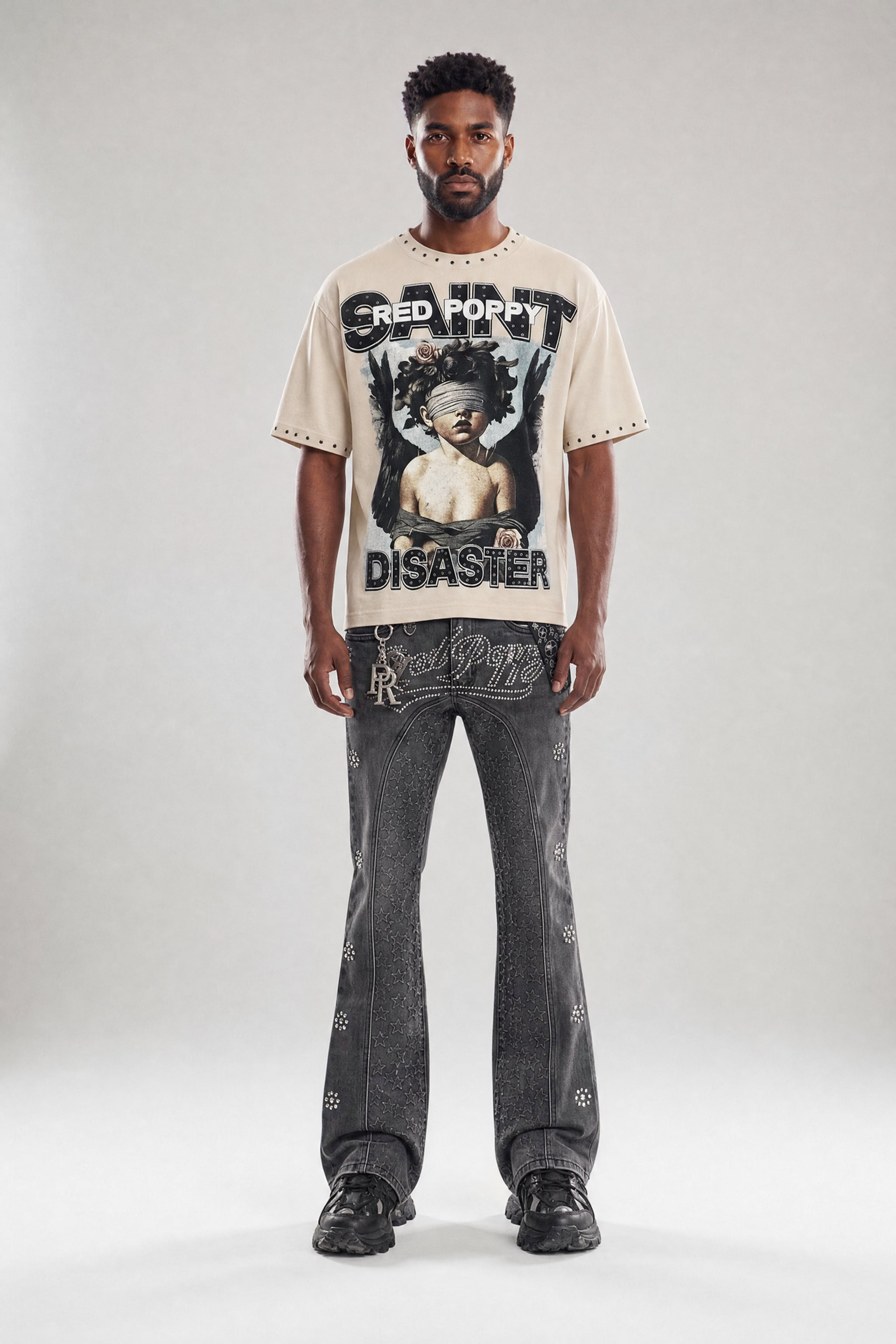 Red Poppy Saint Tee - Studded