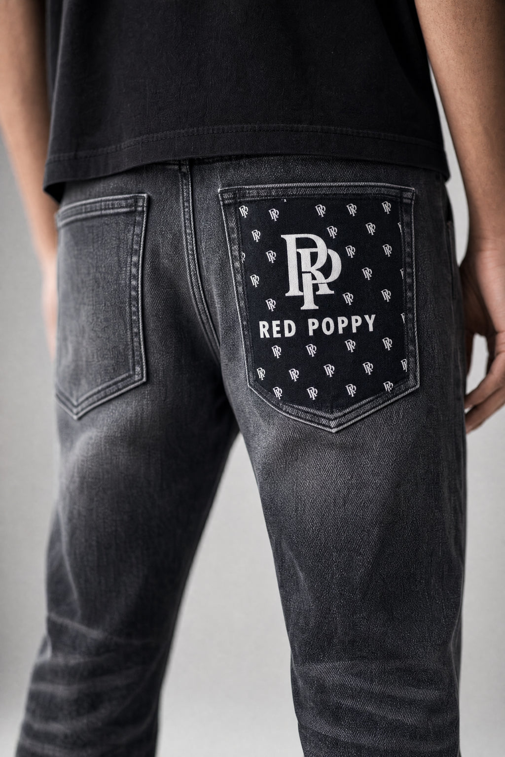 Red Poppy Stacked Flare Fit Jeans - Black