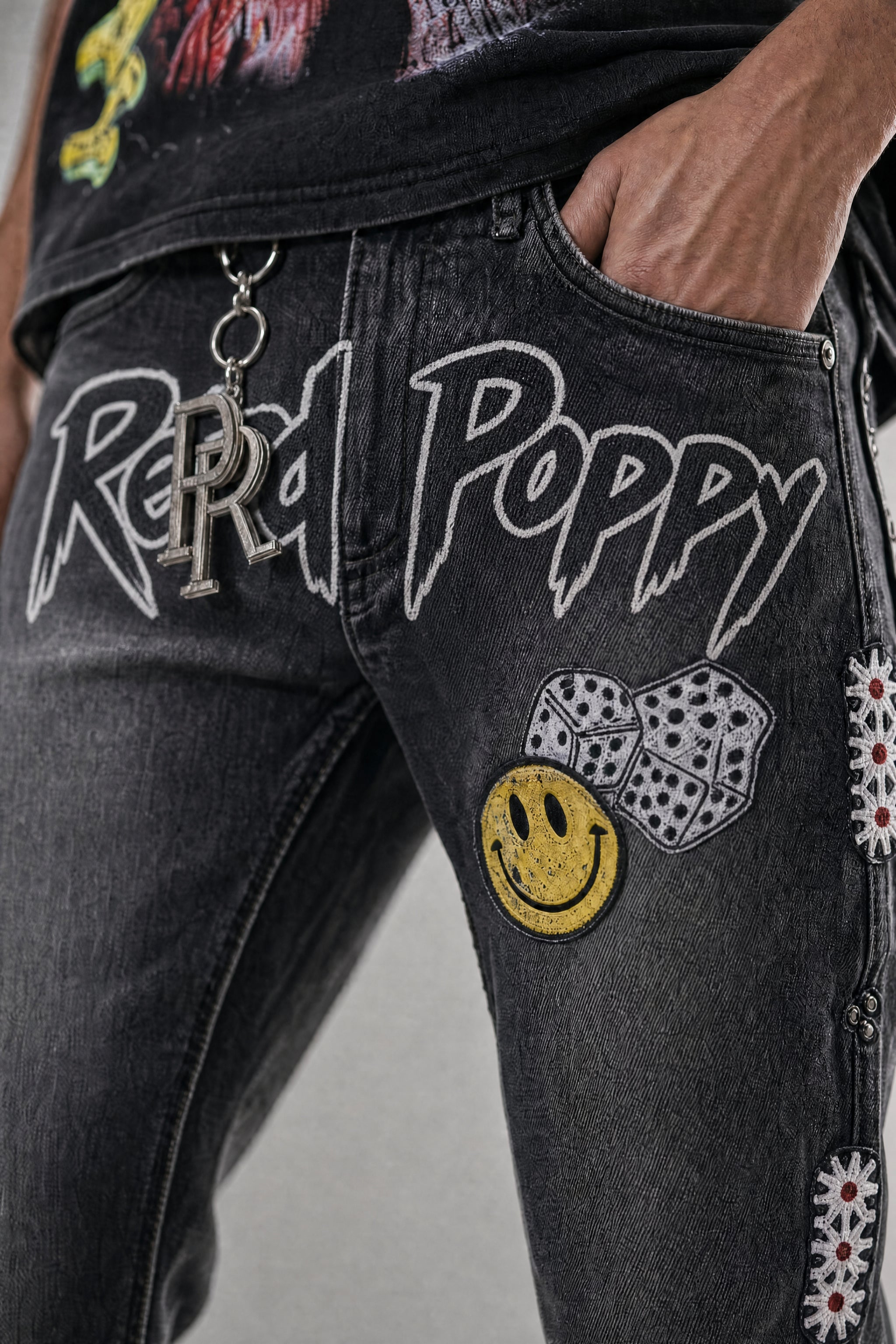 Red Poppy Stacked Flare Fit Jeans - Black