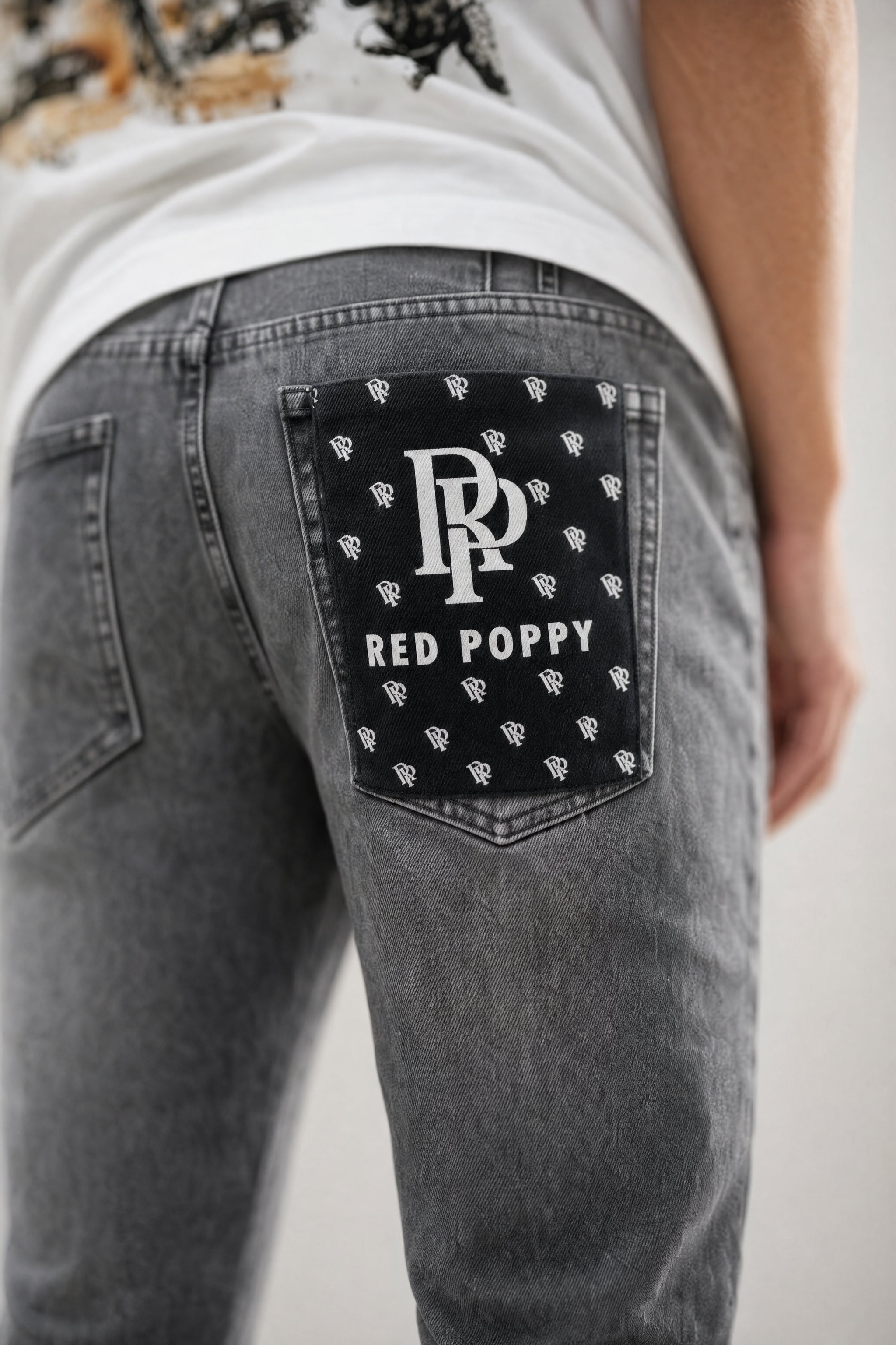 Red Poppy Flame Jeans - Embellished