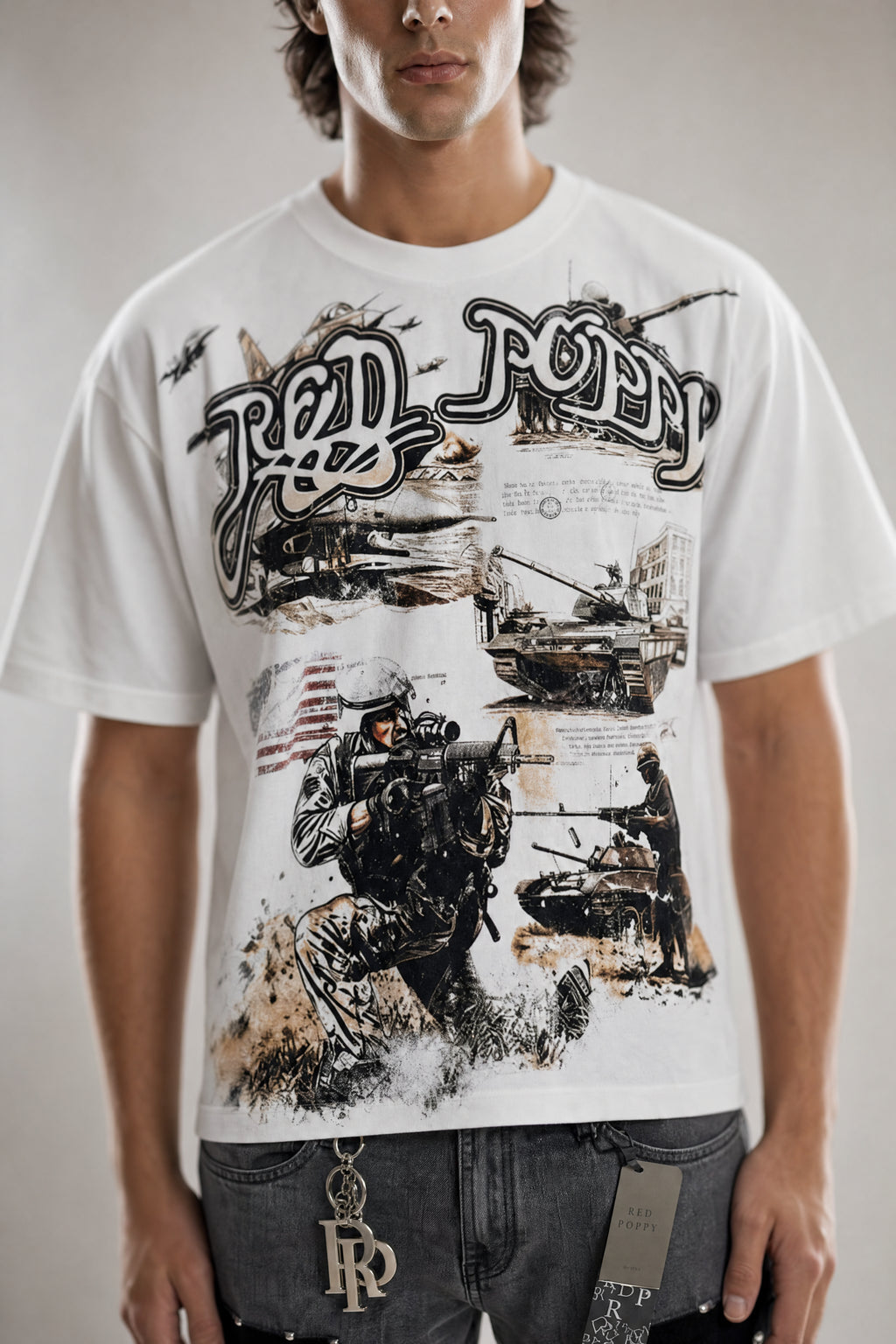 Red Poppy Military Tee - Graphic