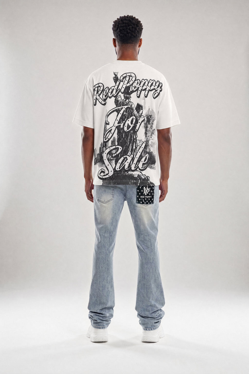 Red Poppy Stacked Flare Fit Jeans - Light Wash