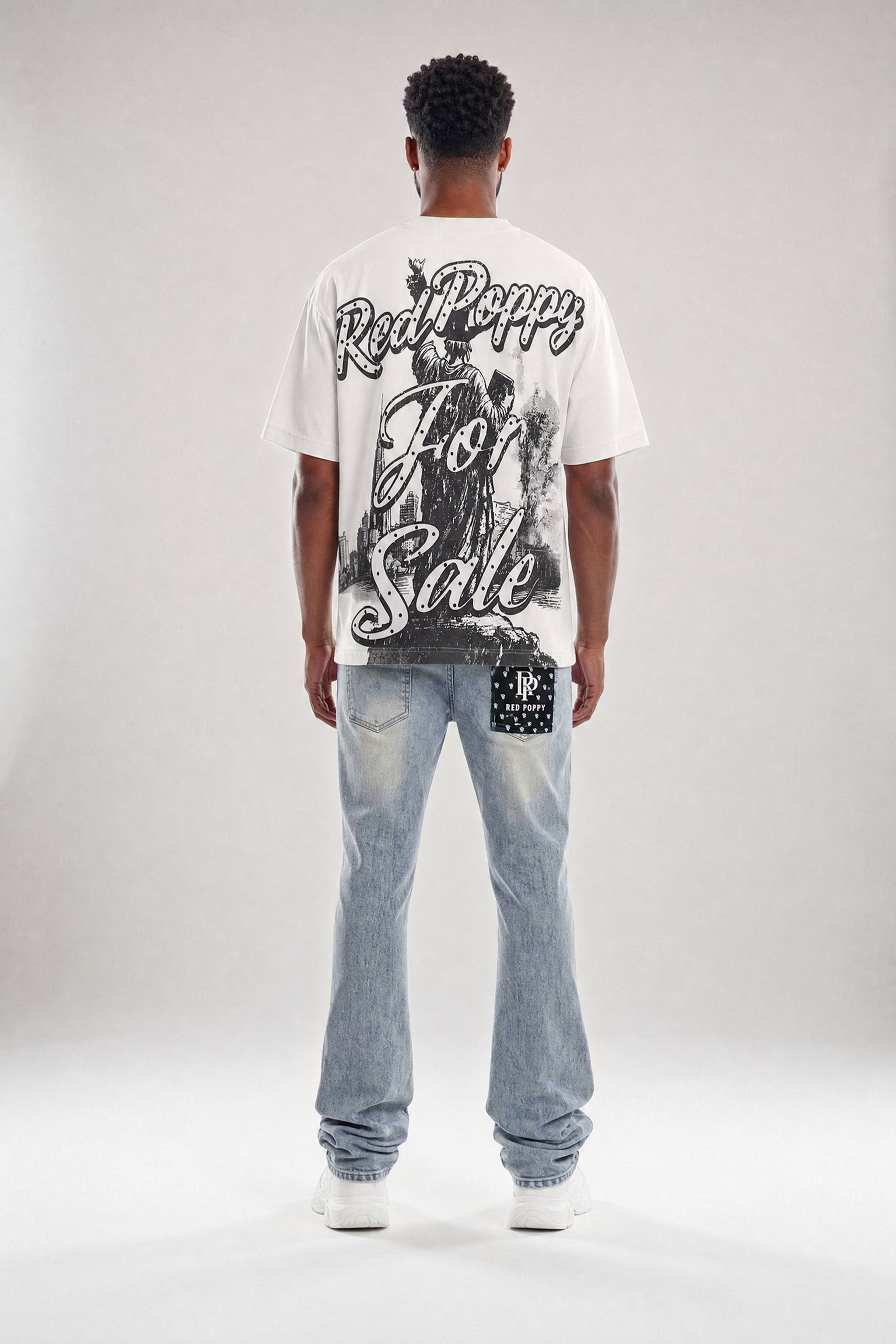 Red Poppy Stacked Flare Fit Jeans - Light Wash