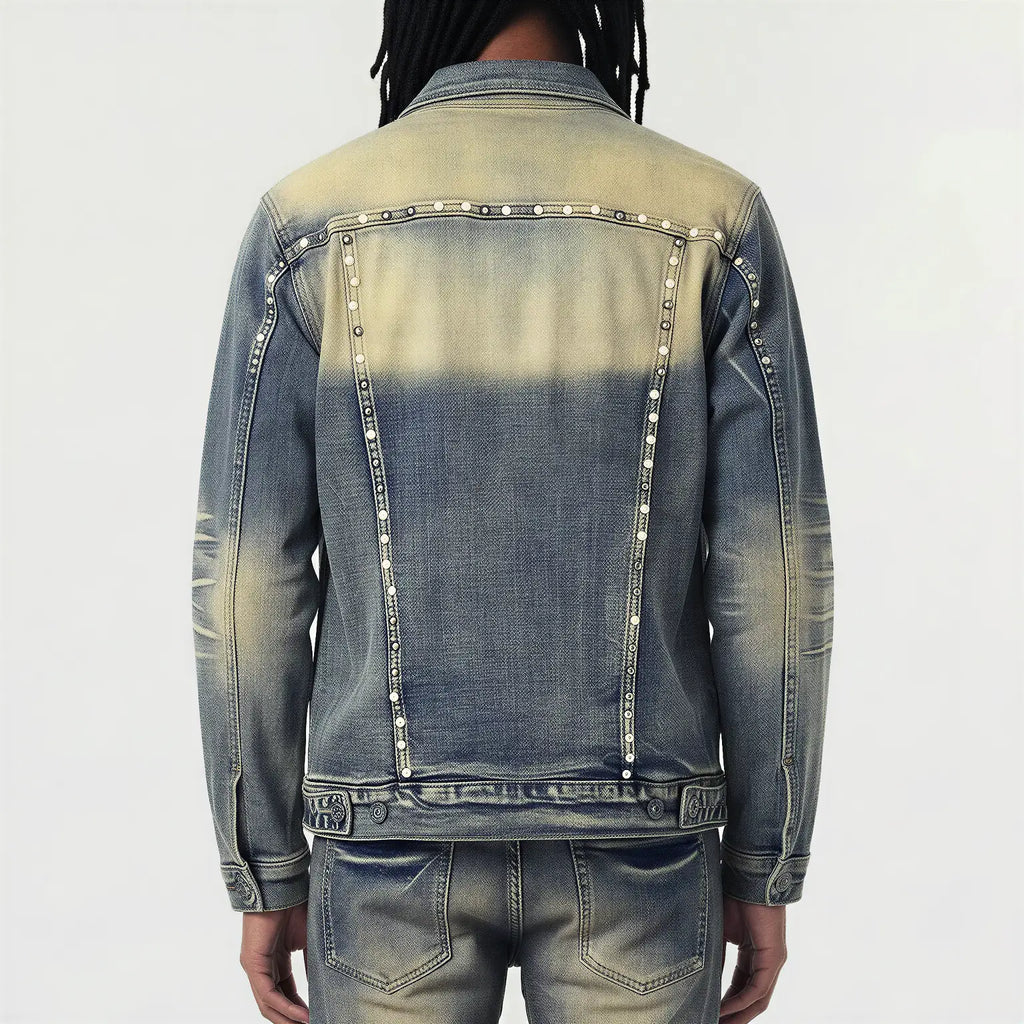 Red Poppy Seam Trucker Jacket - Embellished