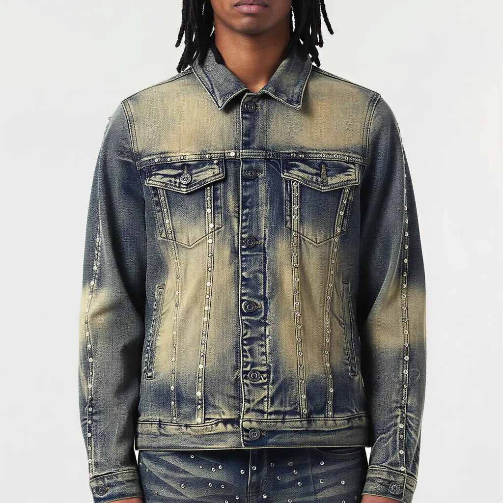 Red Poppy Seam Trucker Jacket - Embellished