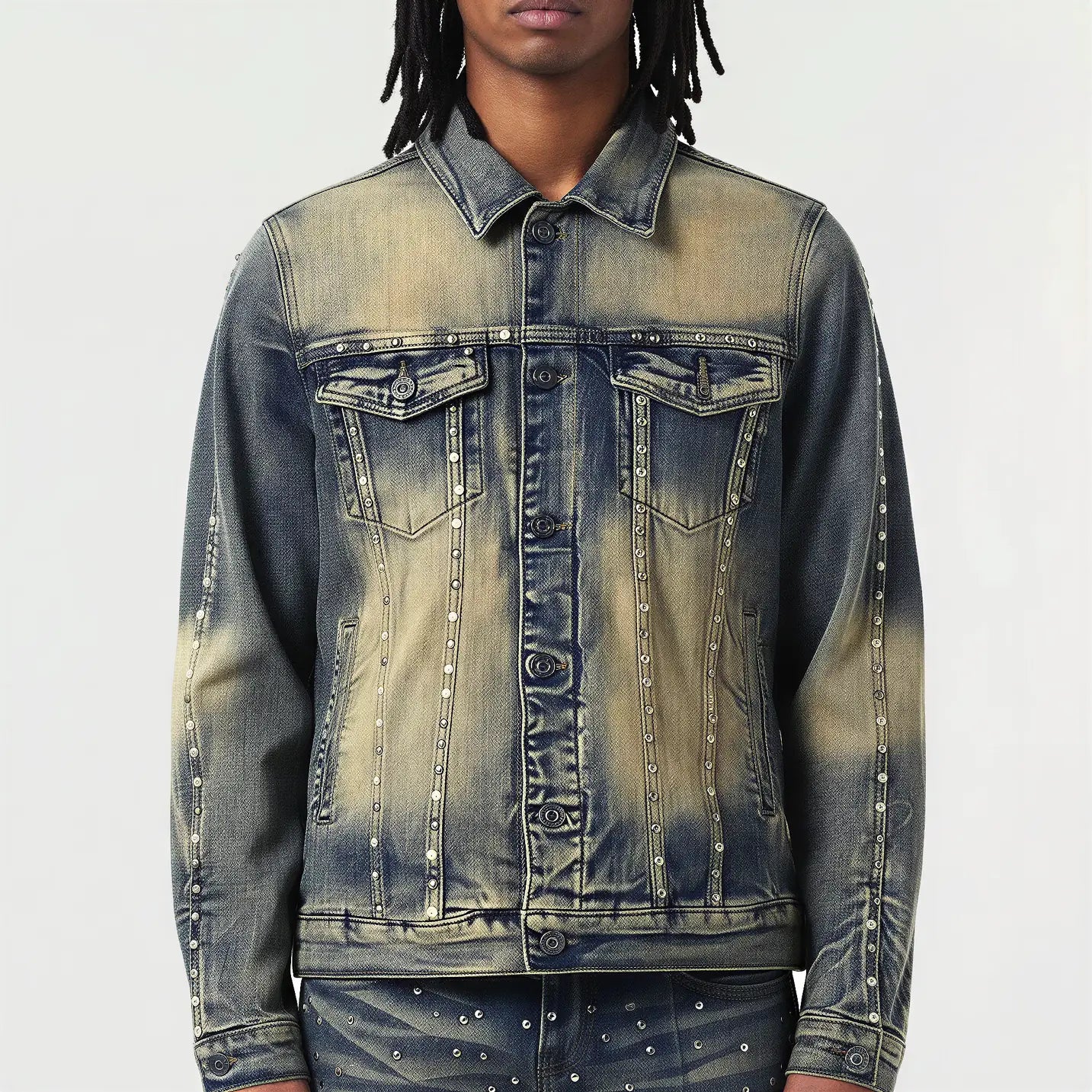 Red Poppy Seam Trucker Jacket - Embellished