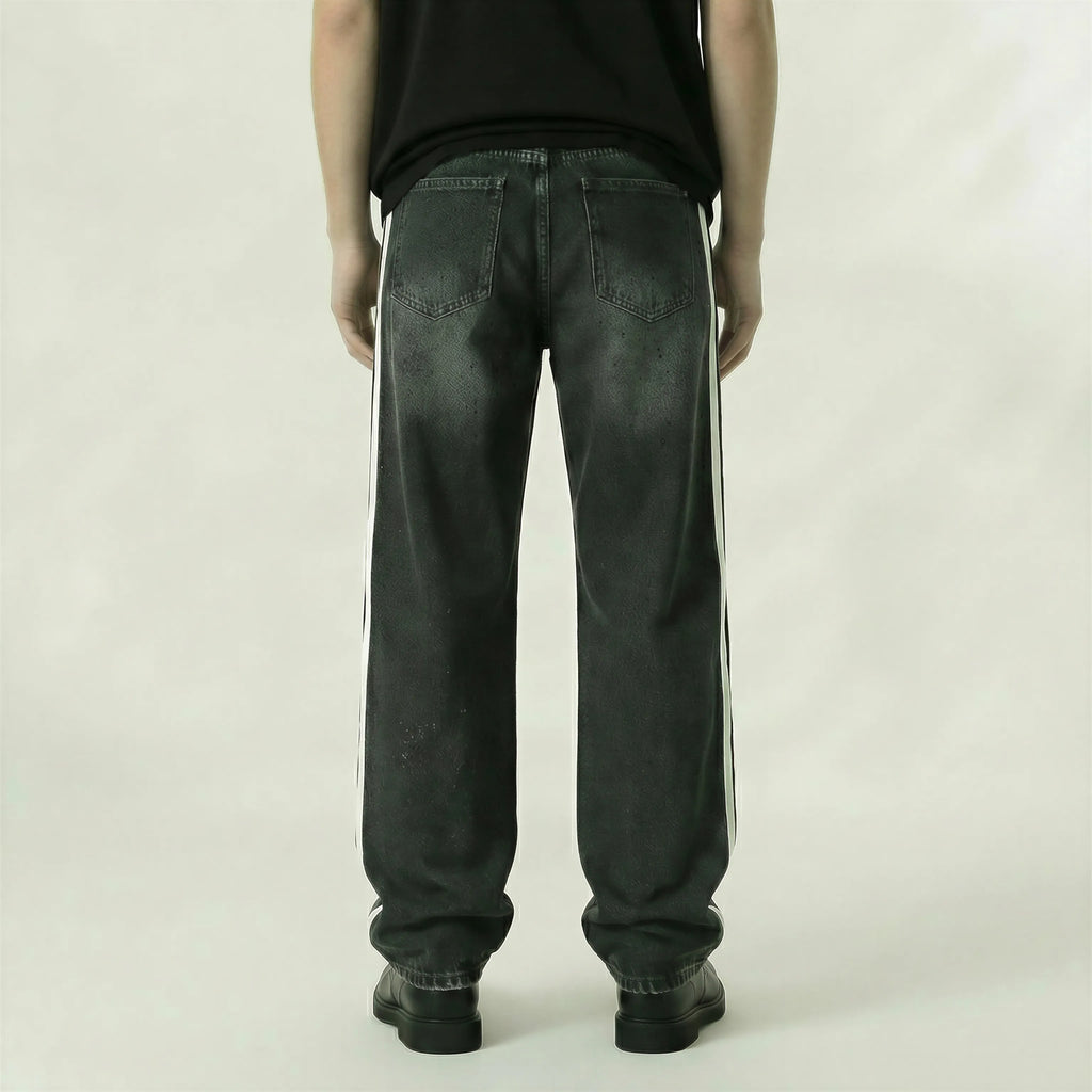 Red Poppy Side Stripe Jeans - Flare