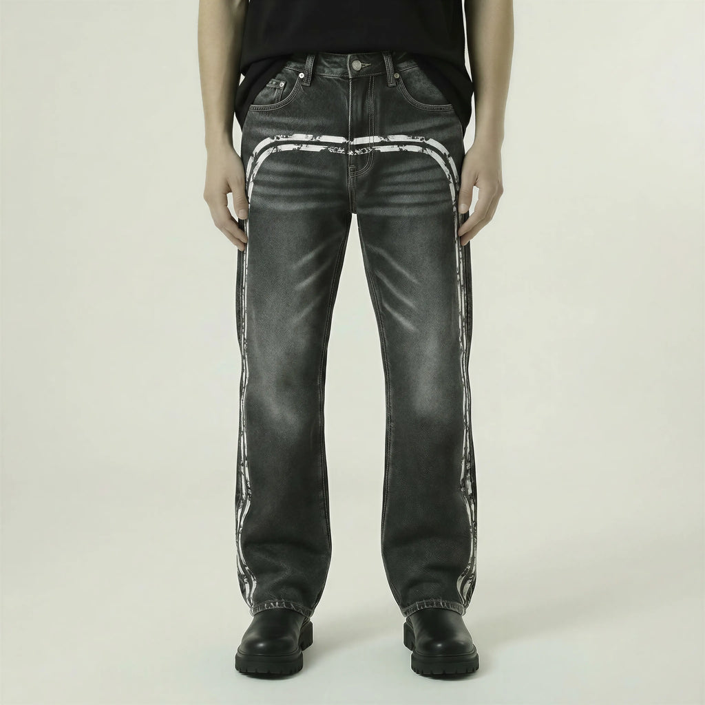 Red Poppy Side Stripe Jeans - Flare