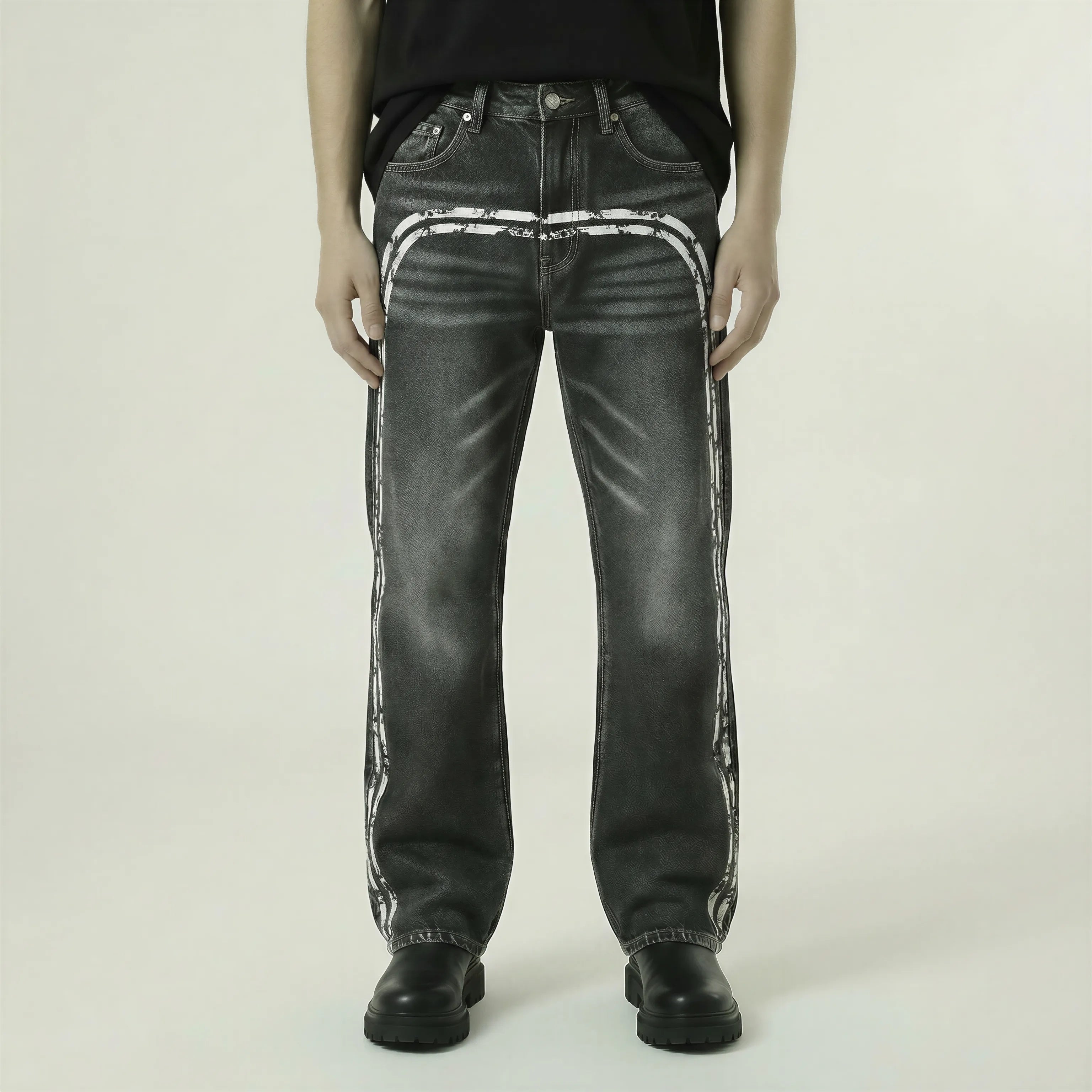 Red Poppy Side Stripe Jeans - Flare