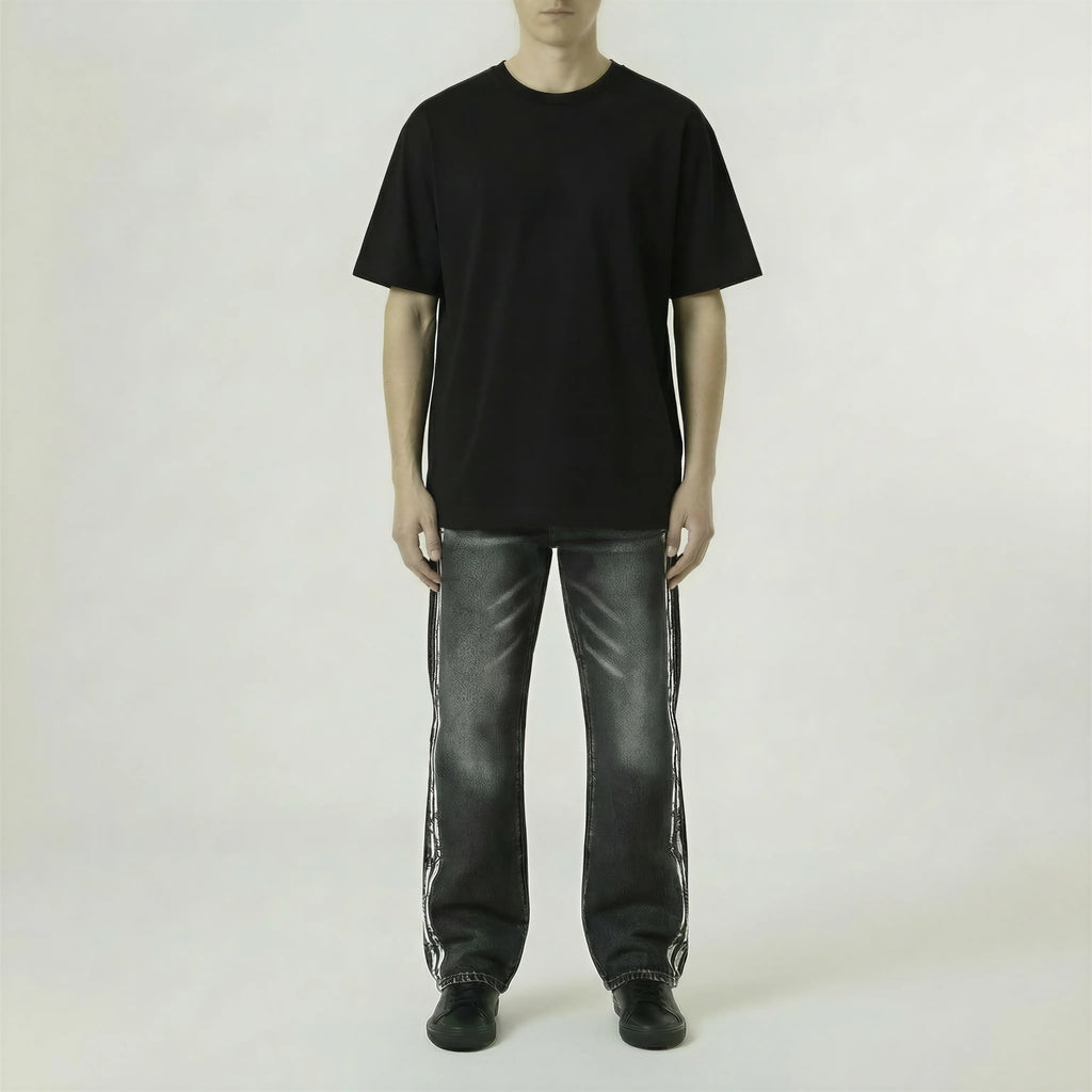 Red Poppy Side Stripe Jeans - Flare