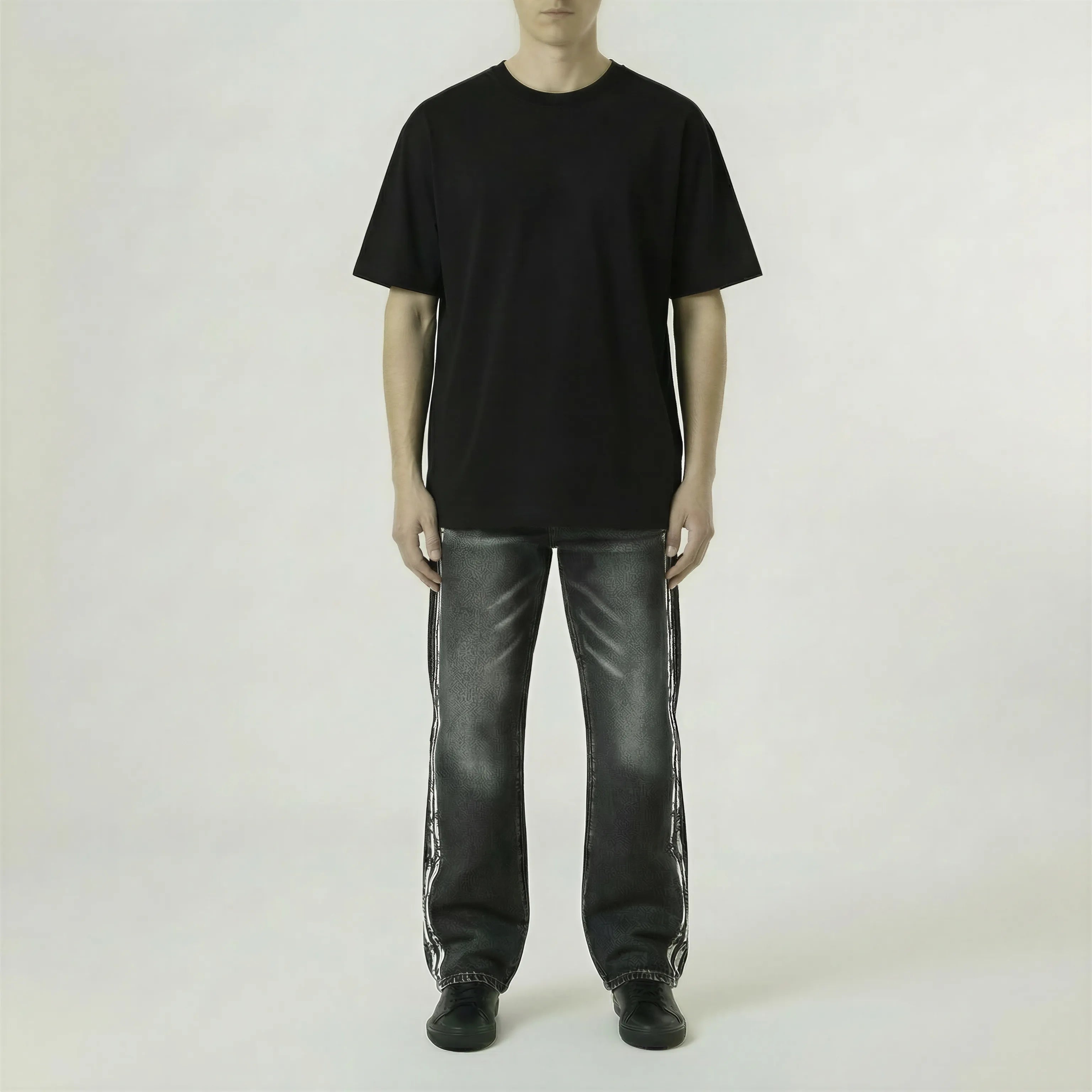 Red Poppy Side Stripe Jeans - Flare