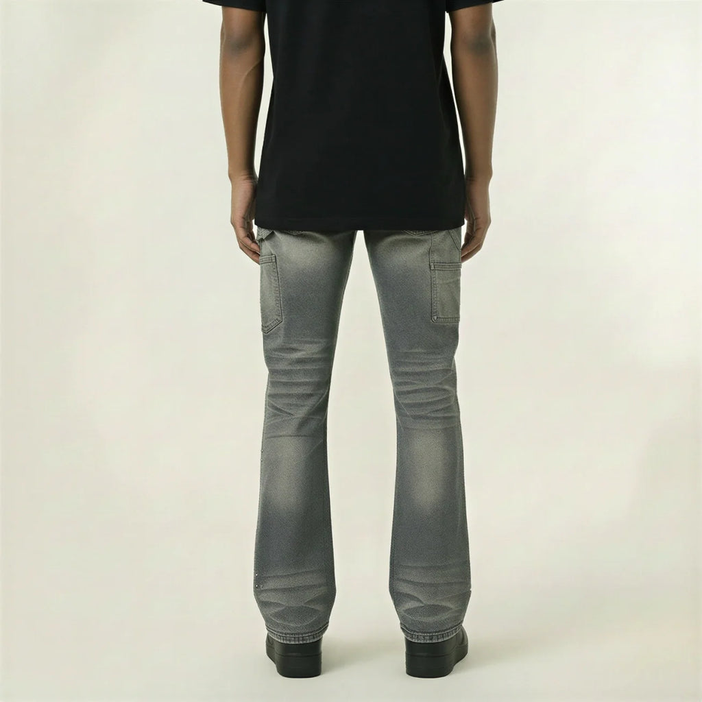 Red Poppy Embellished Jeans - Stacked