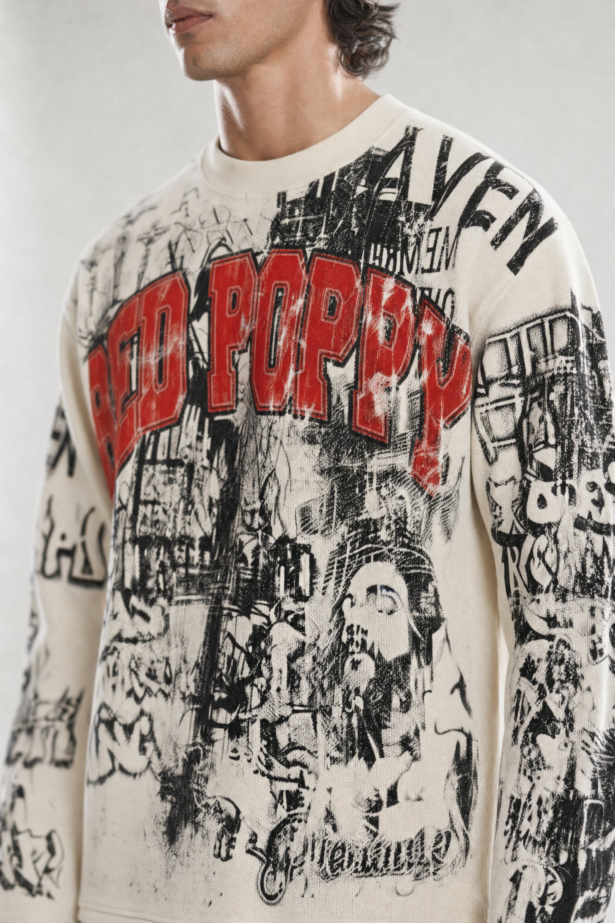 Red Poppy Collage Sweatshirt - Graphic
