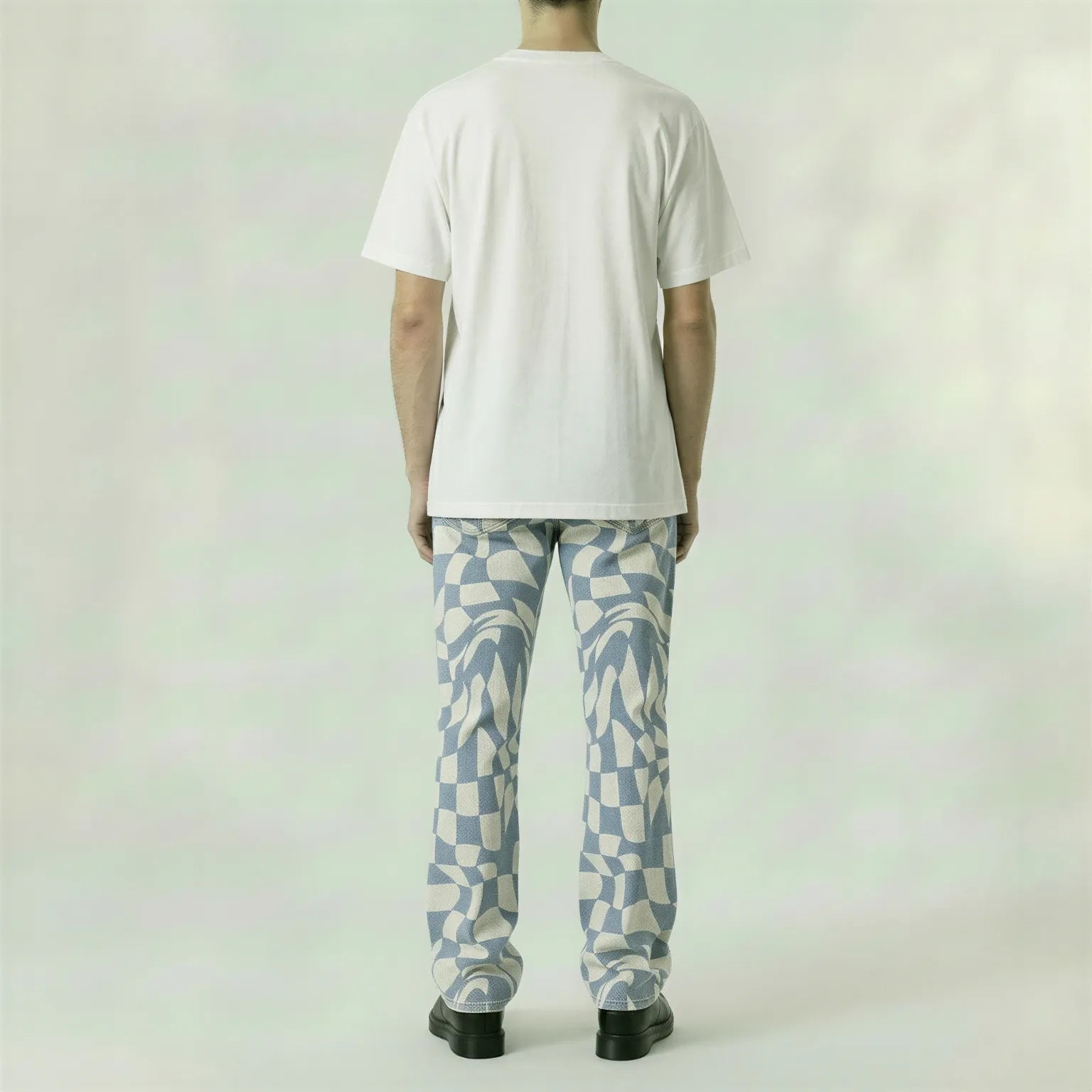 Red Poppy Geometric Jeans - Stacked