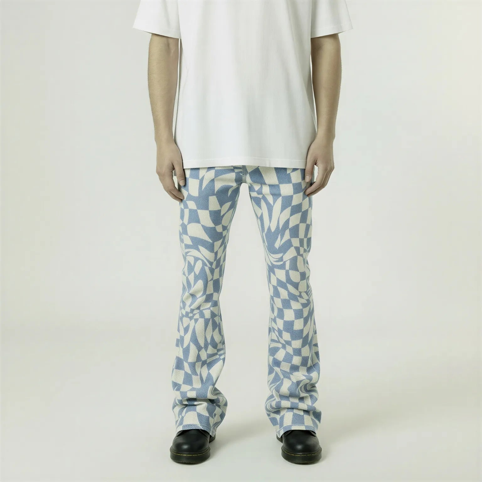 Red Poppy Geometric Jeans - Stacked