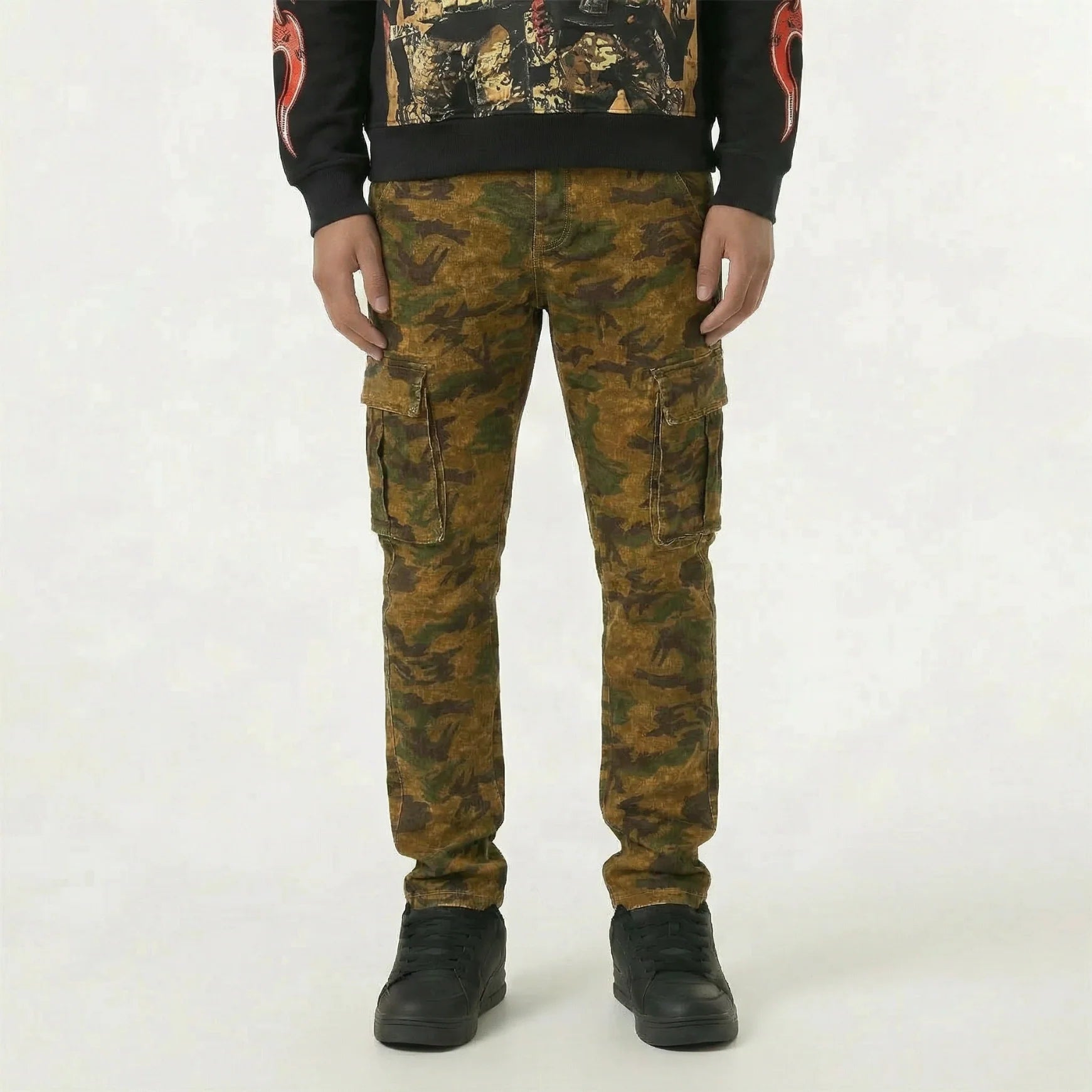 Red Poppy Camo Cargo Pants - Skinny Fit