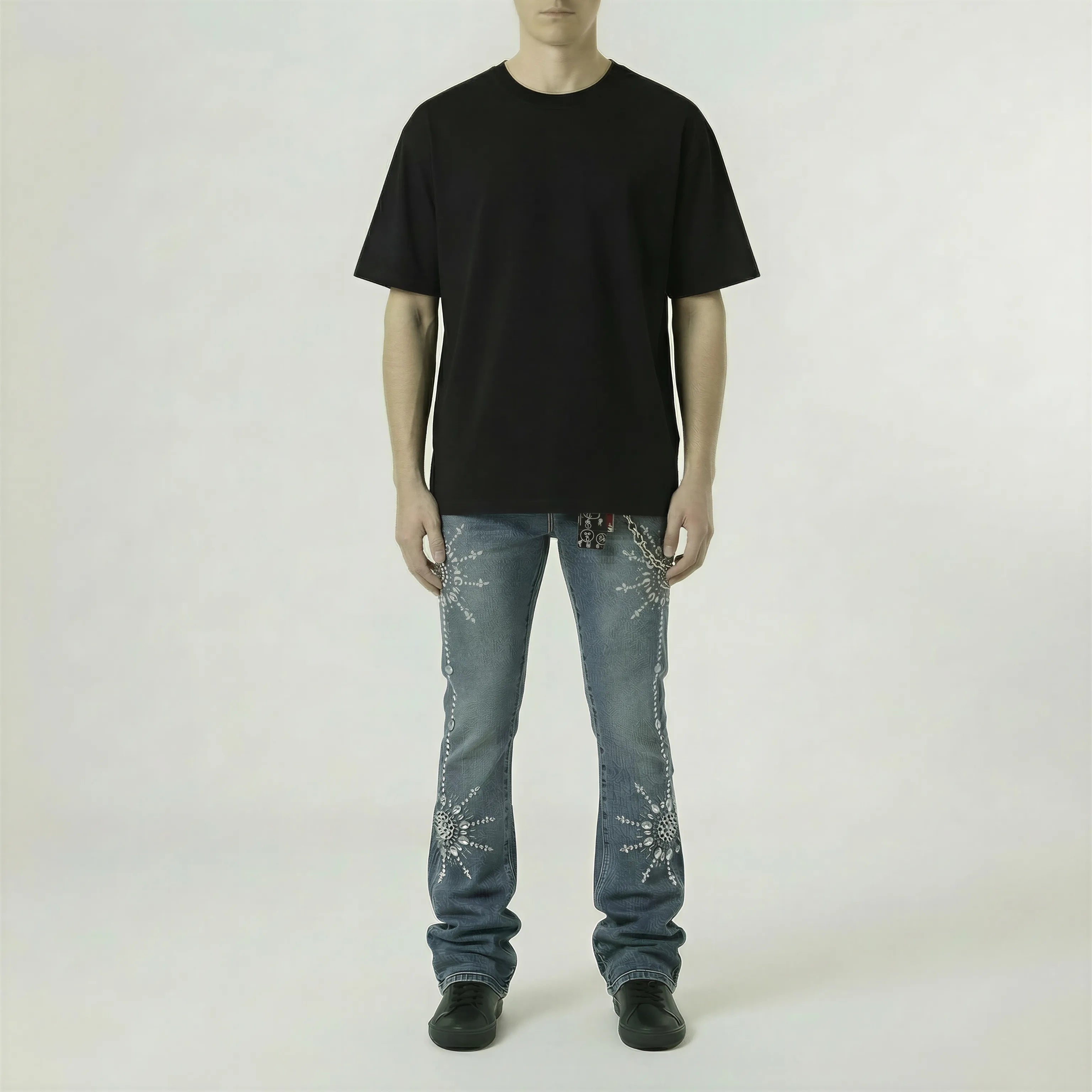 Red Poppy Rhinestone Jeans - Stacked