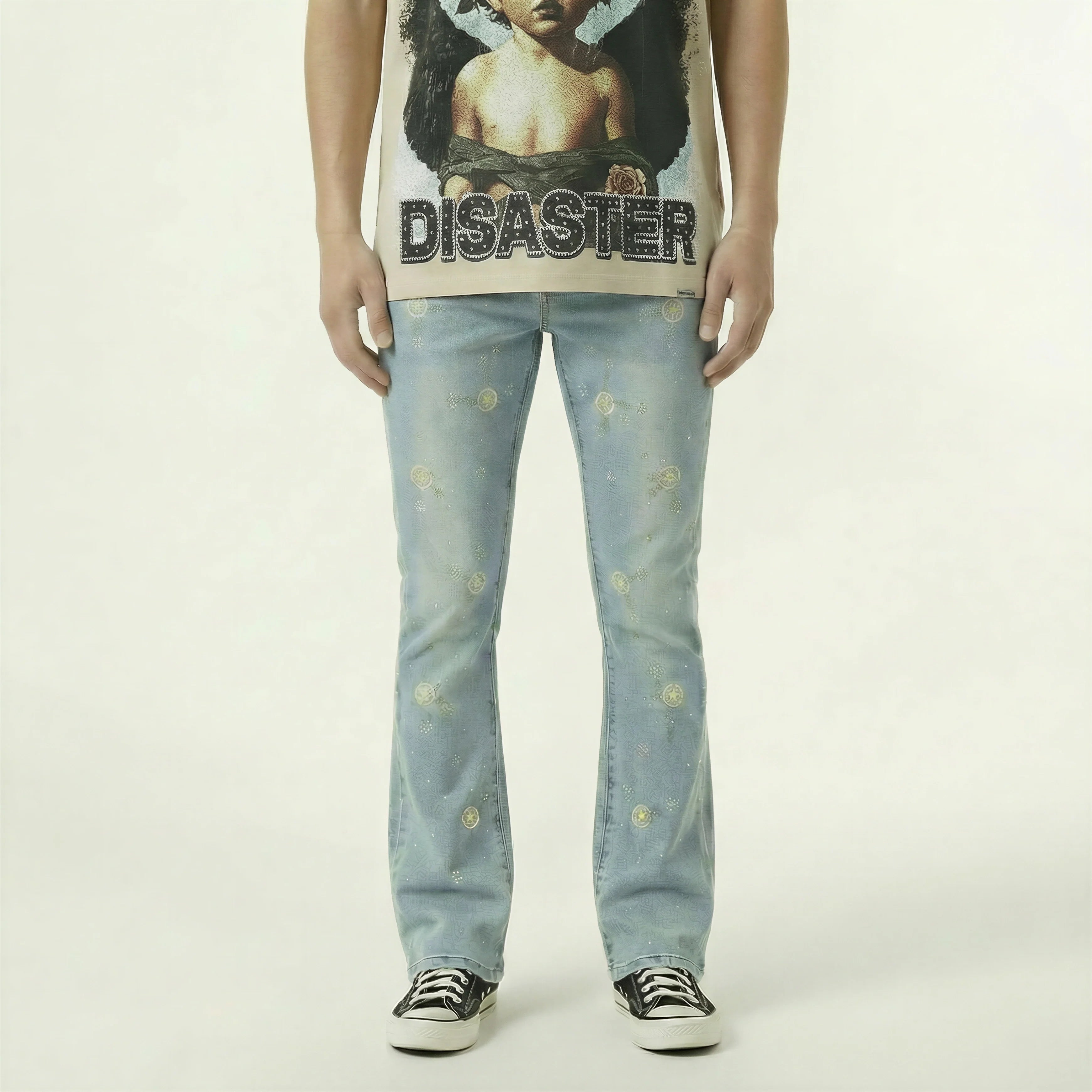 Red Poppy Floral Jeans - Embroidered