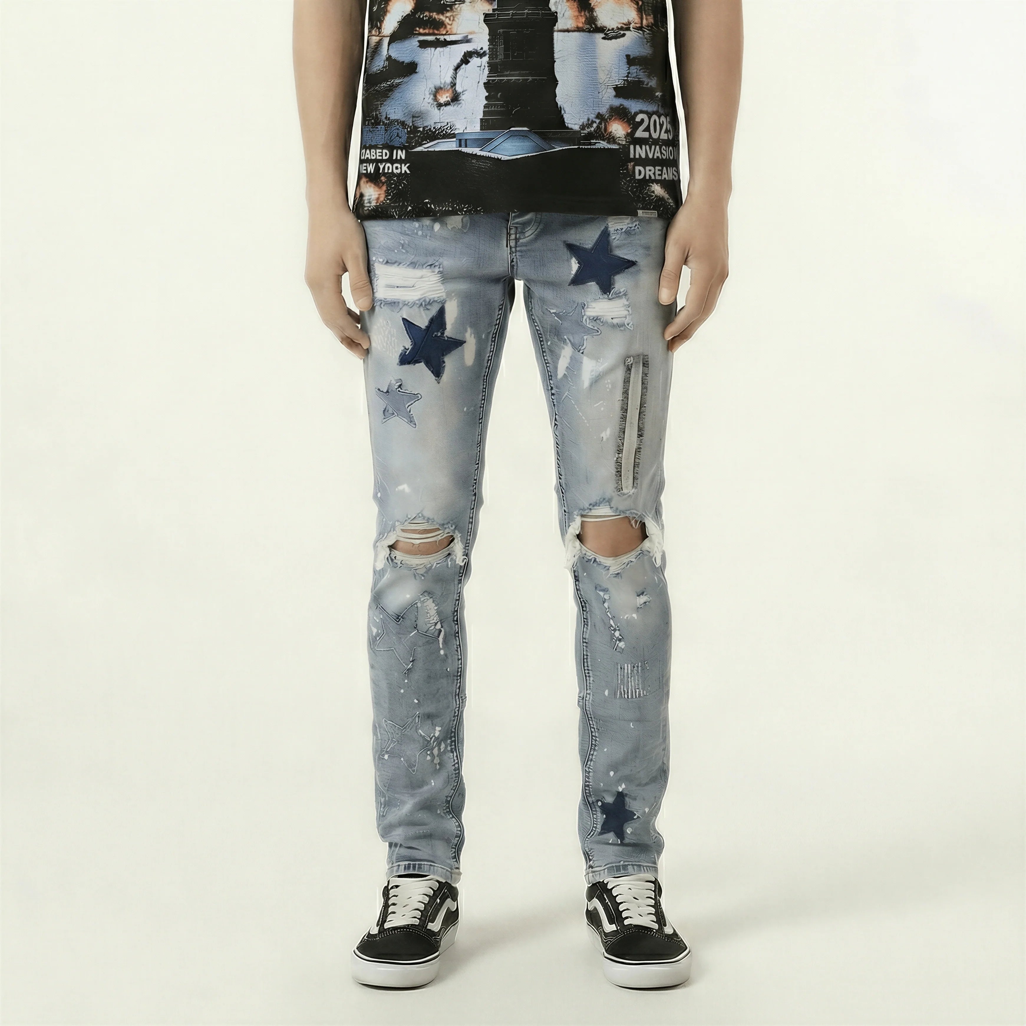 Red Poppy Star Jeans - Distressed