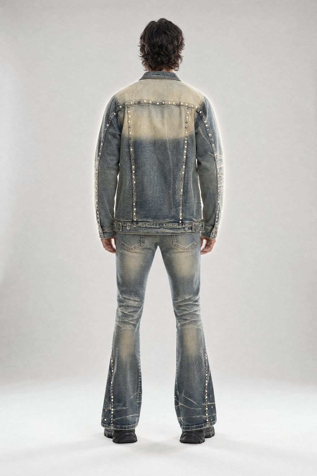 Red Poppy Seam Trucker Jacket - Embellished