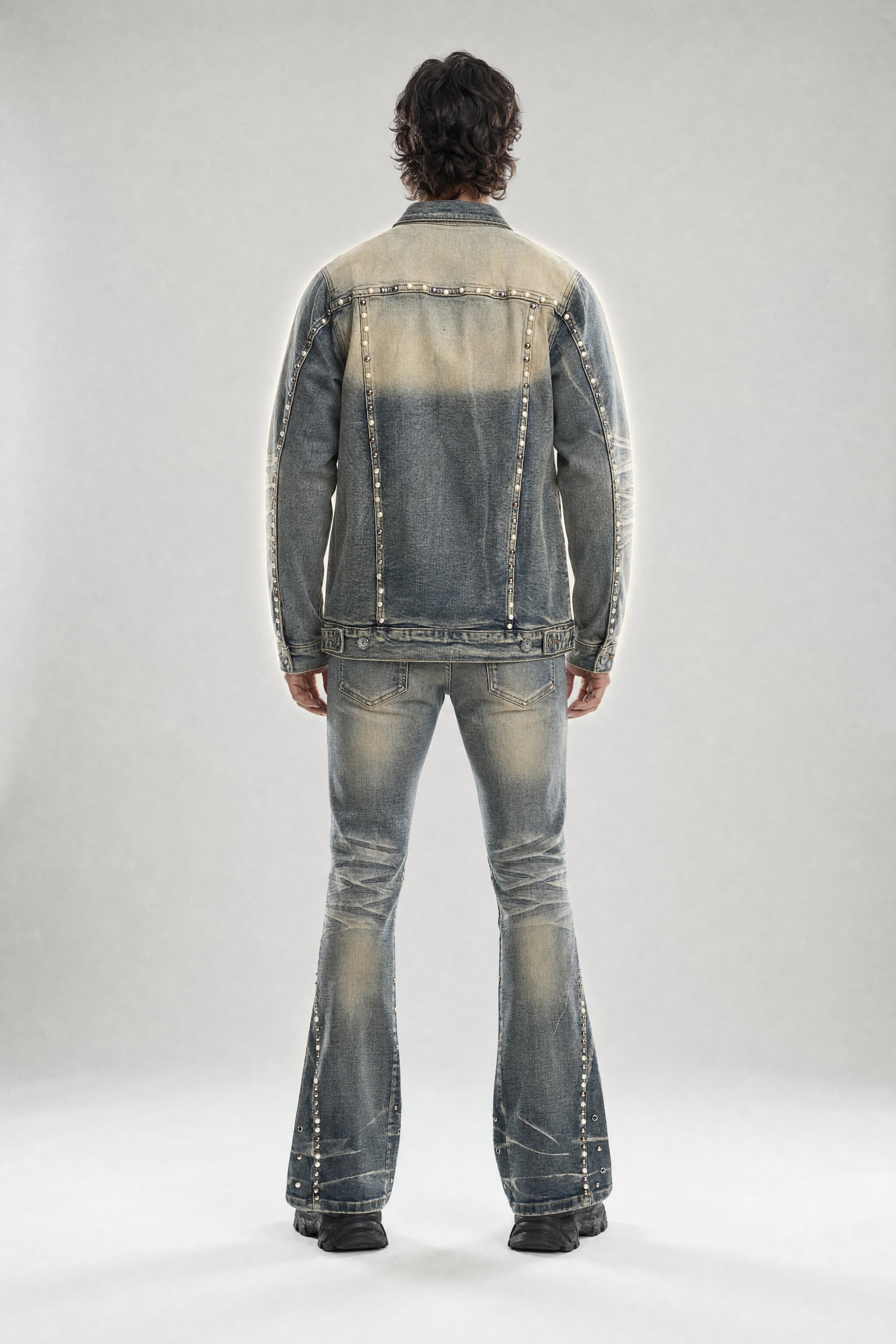 Red Poppy Seam Trucker Jacket - Embellished