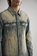 Red Poppy Seam Trucker Jacket - Embellished
