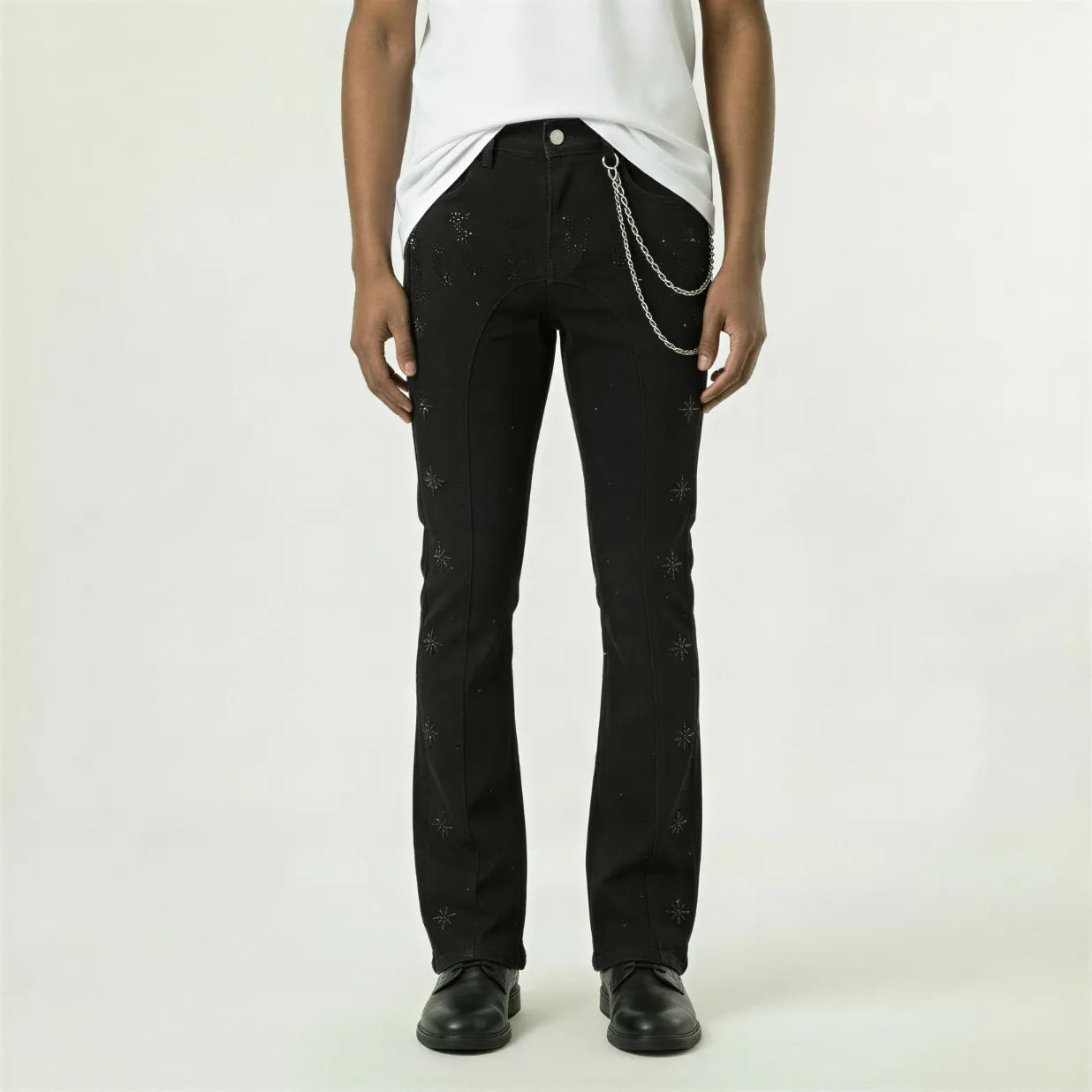 Red Poppy Embellished Jeans - Stacked Fit