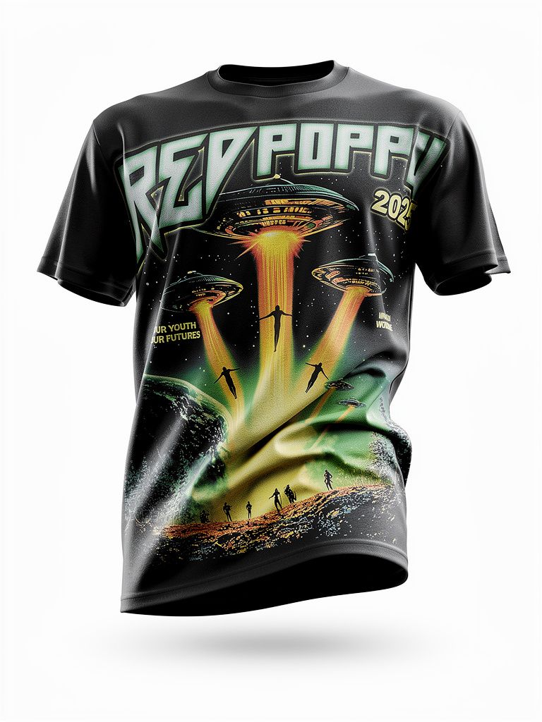 Red Poppy Ufo T-Shirt - Graphic