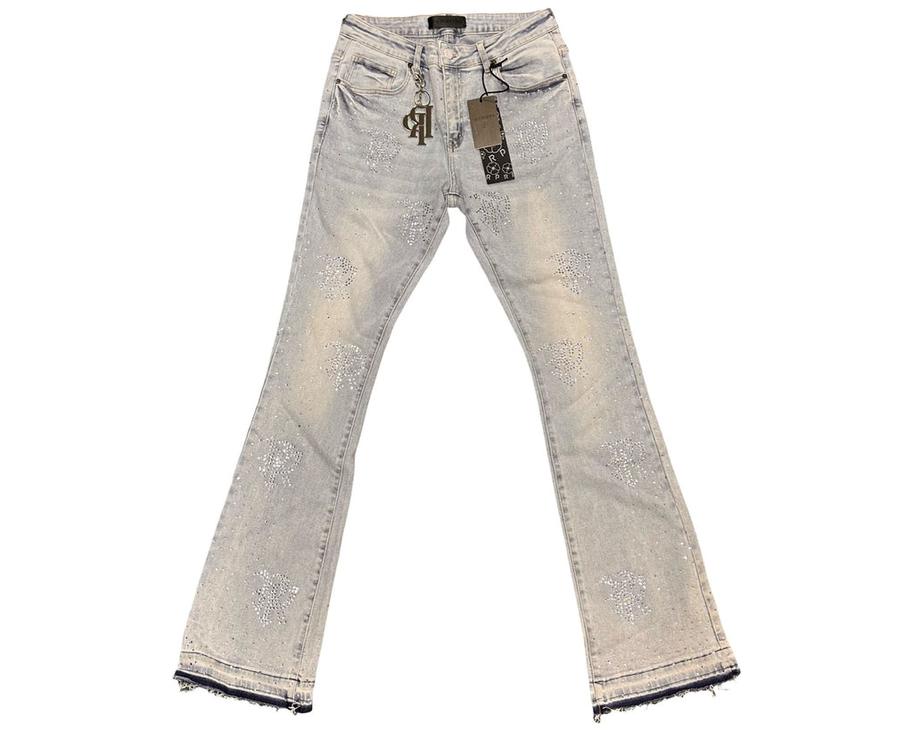 Red Poppy Embroidered Jeans - Flared Fit