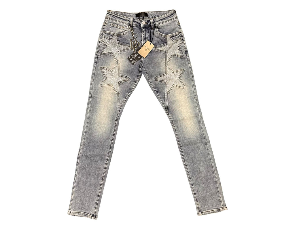 Red Poppy Star Jeans - Embroidered