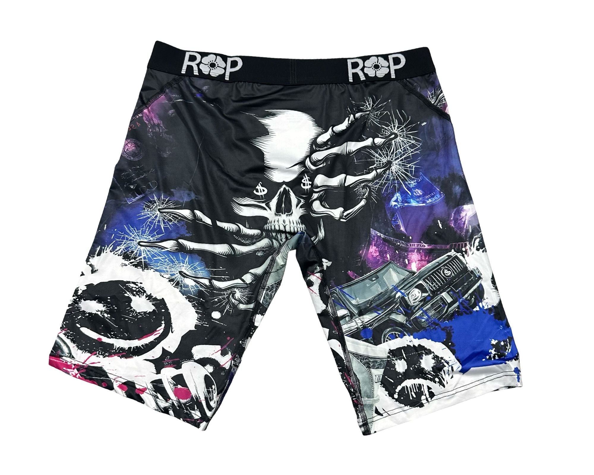 Red Poppy Skull Boxer Briefs - Graphic