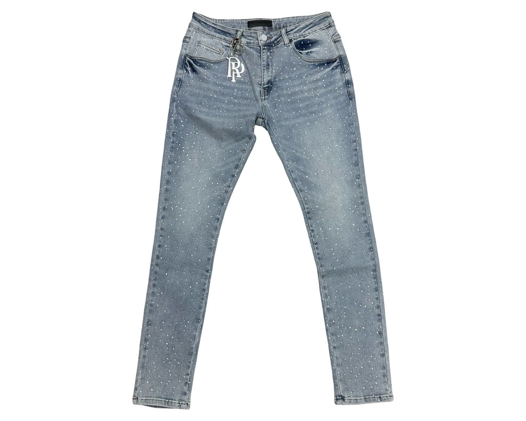 Red Poppy Dot Jeans - Embroidered